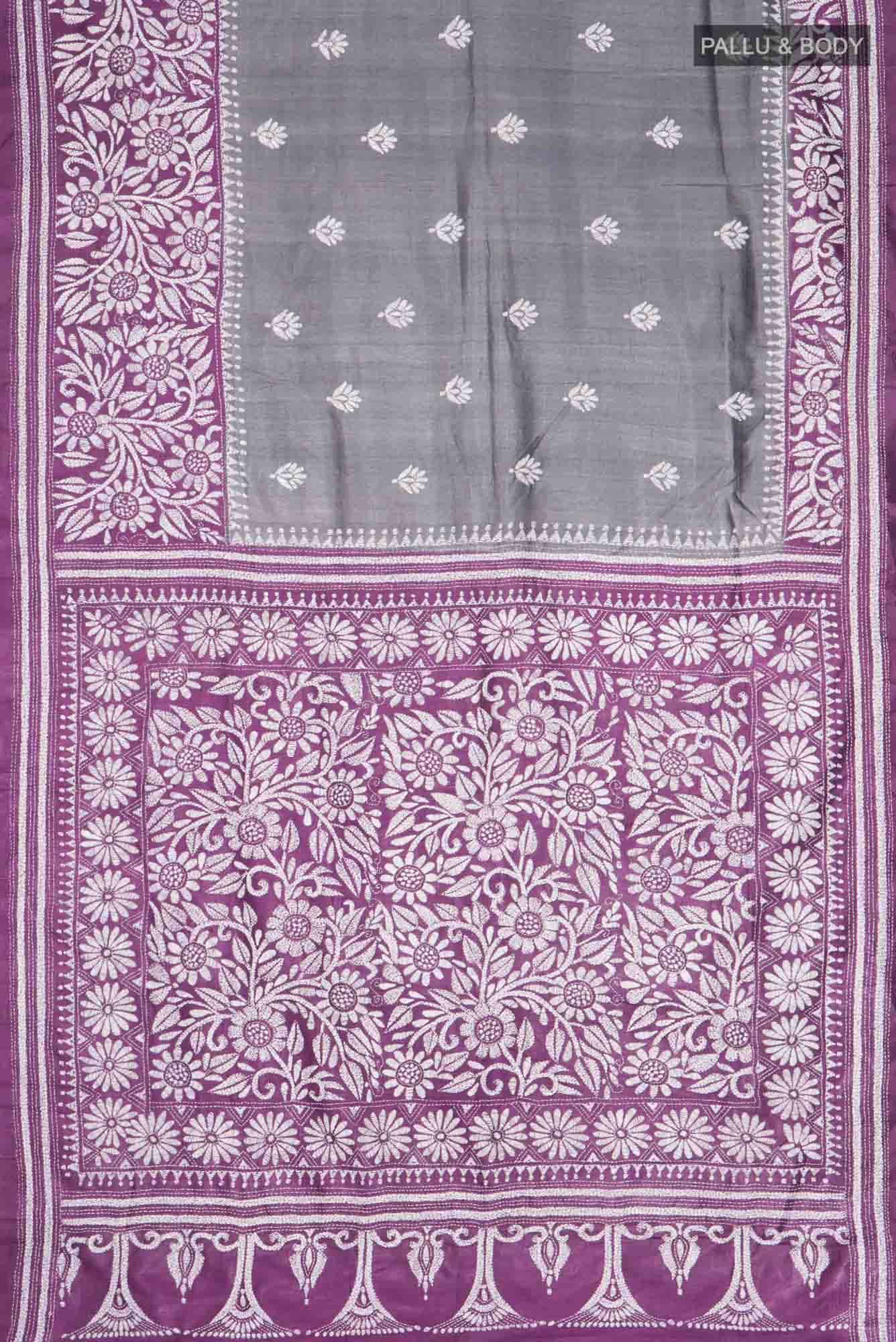 Lavender Bhagalpuri Tussar Silk Saree