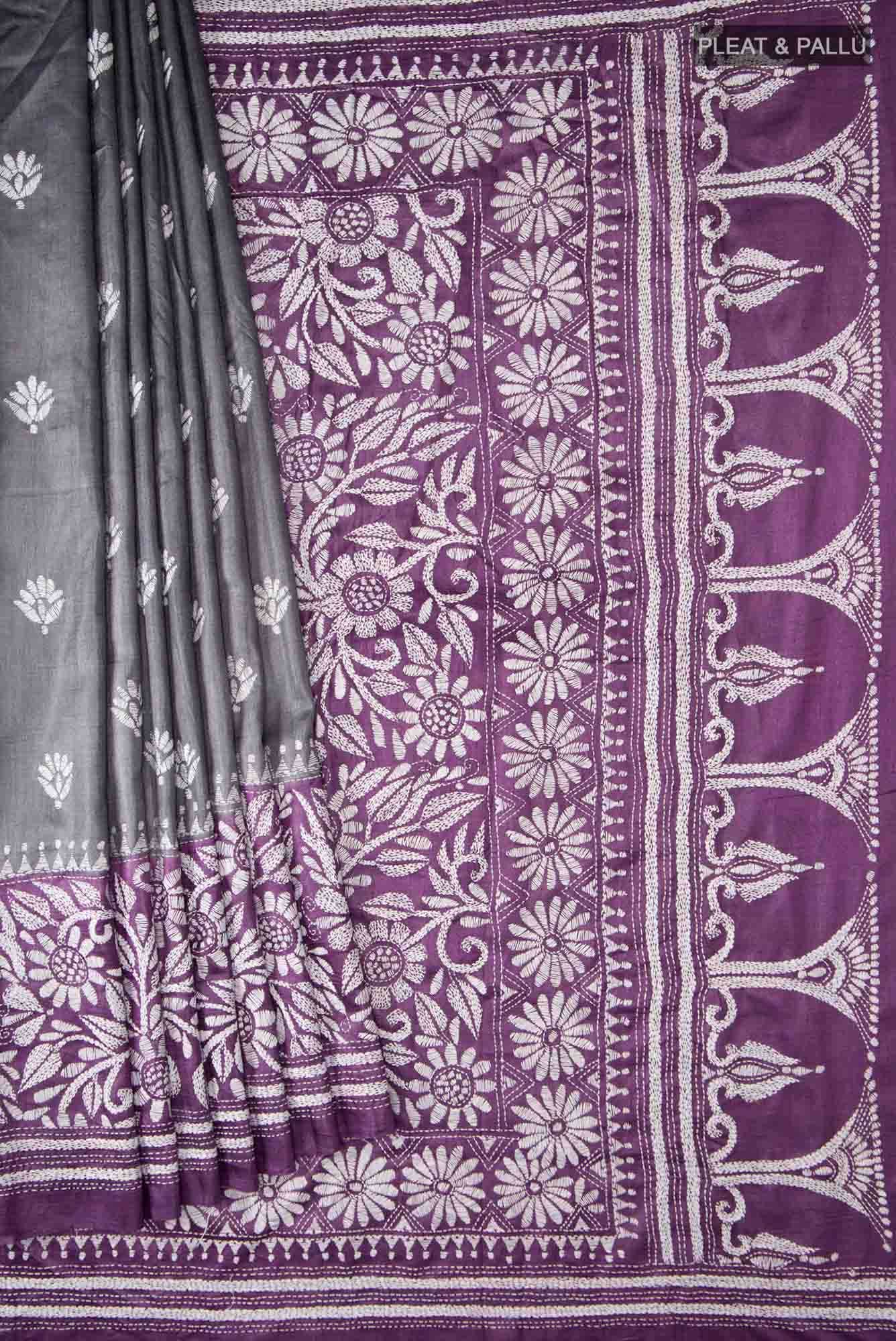 Lavender Bhagalpuri Tussar Silk Saree