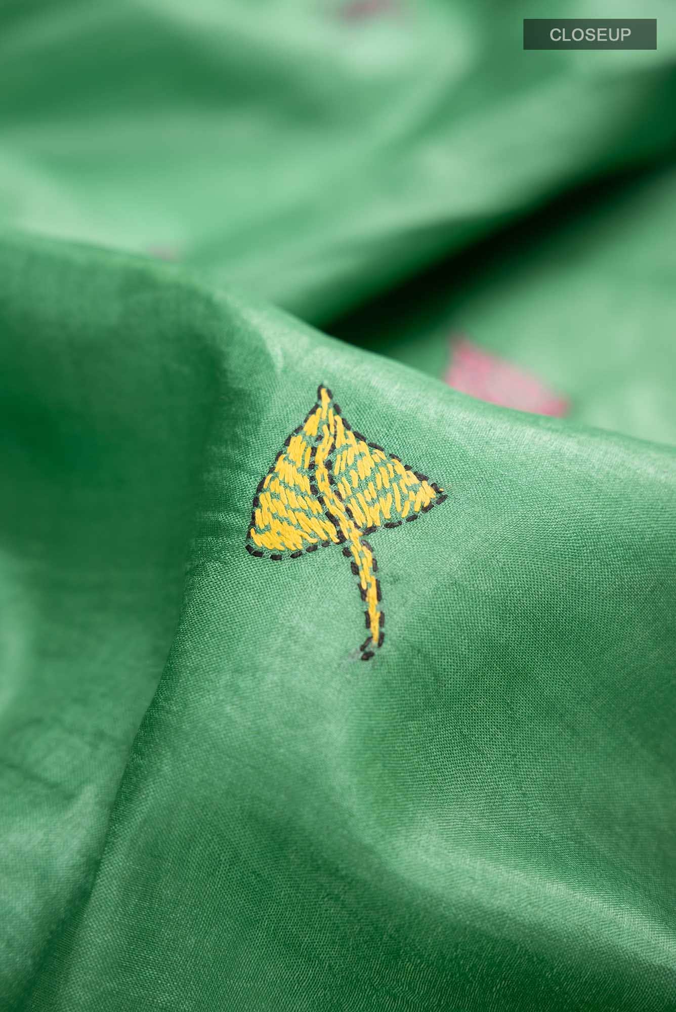Green Bhagalpuri Tussar Silk Saree