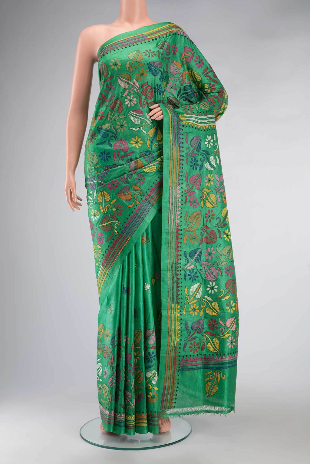 Green Bhagalpuri Tussar Silk Saree