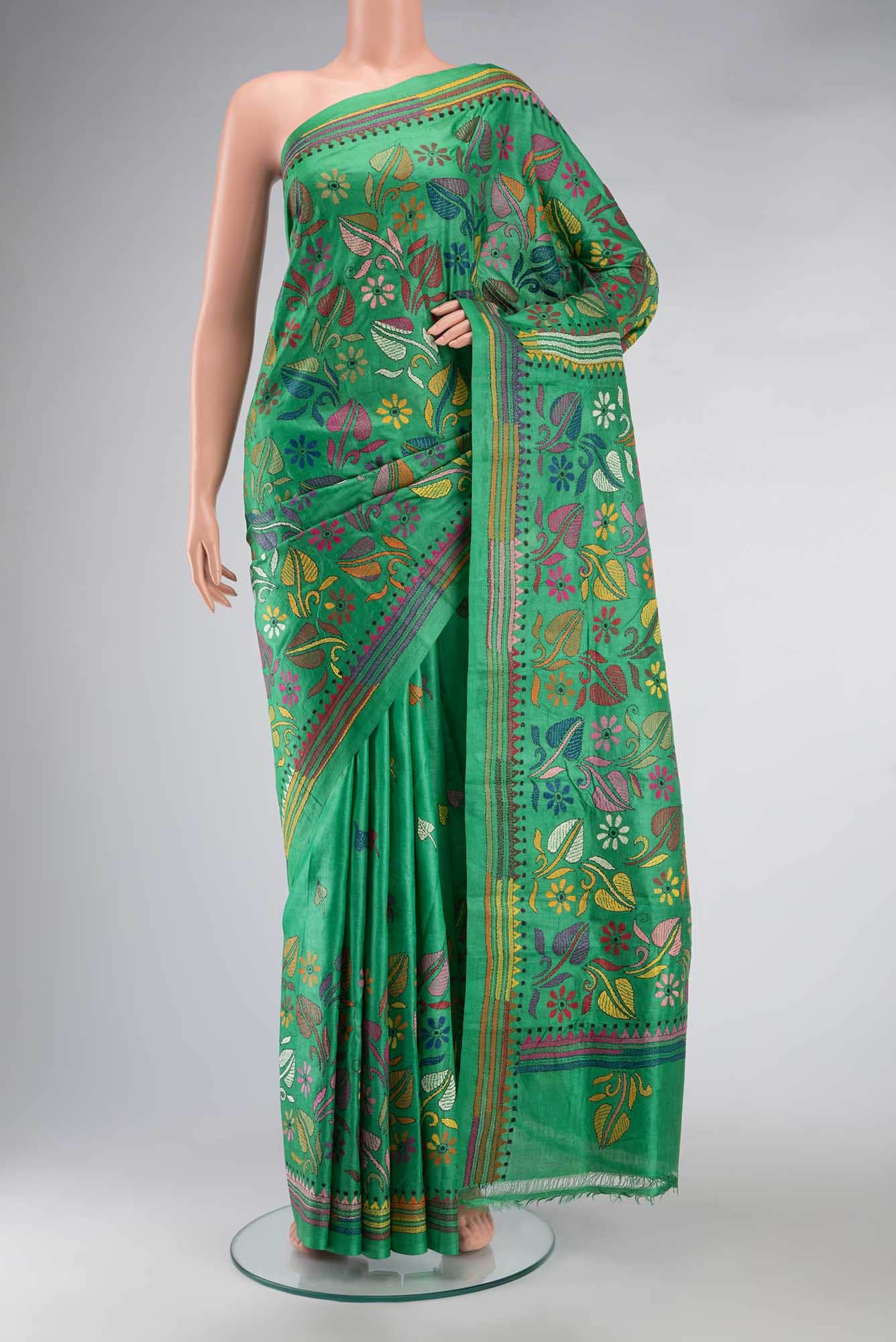 Green Bhagalpuri Tussar Silk Saree