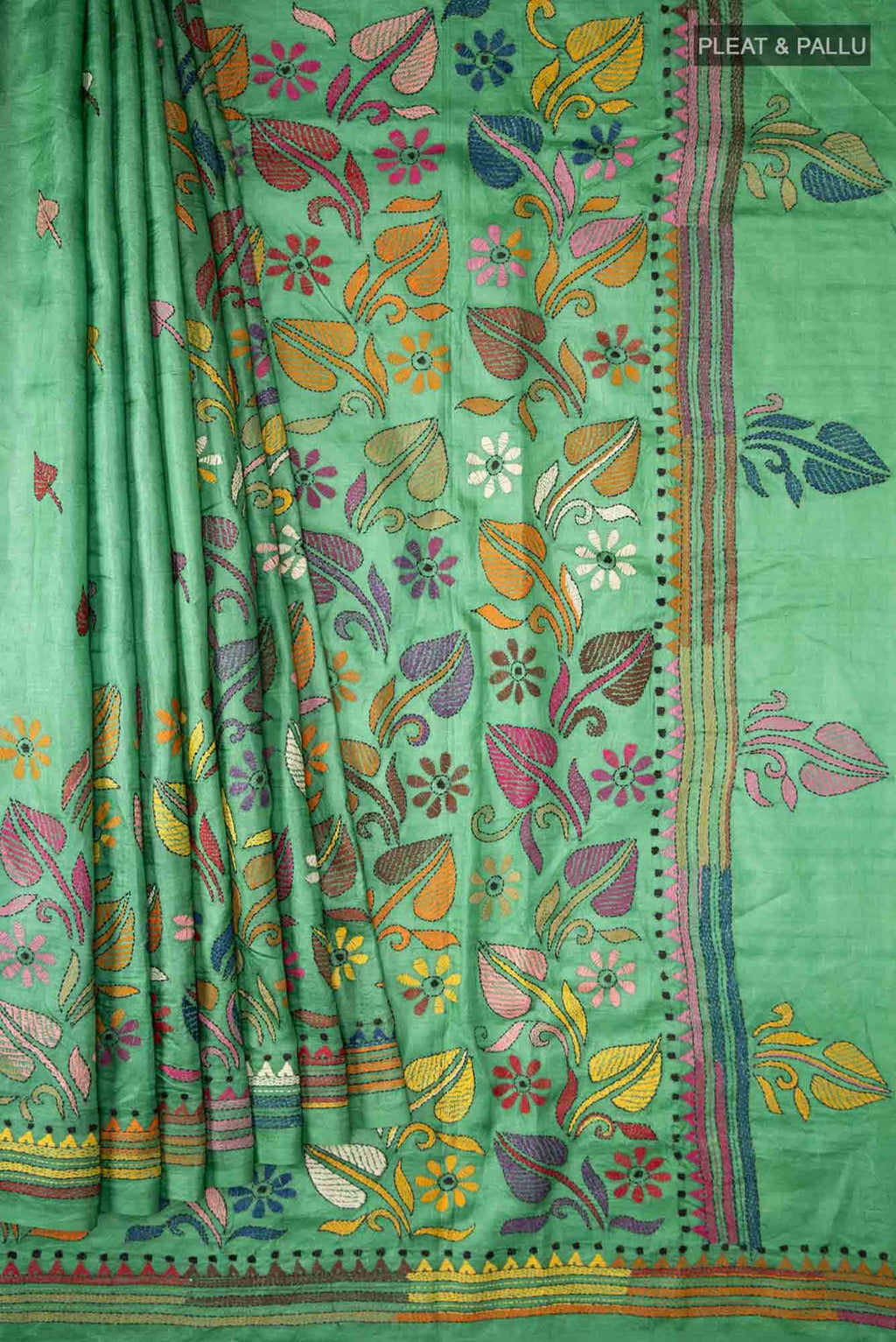 Green Bhagalpuri Tussar Silk Saree
