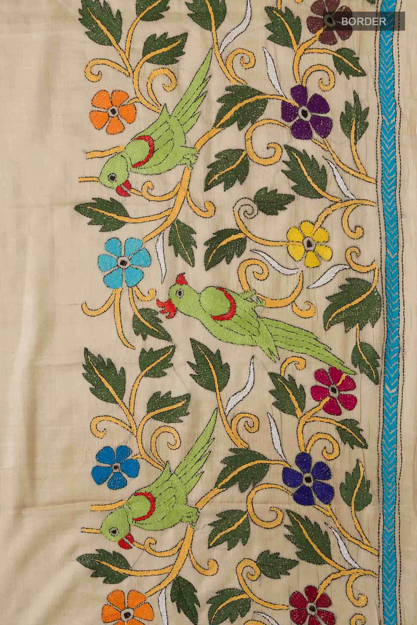 Beige Bhagalpuri Tussar Silk Saree