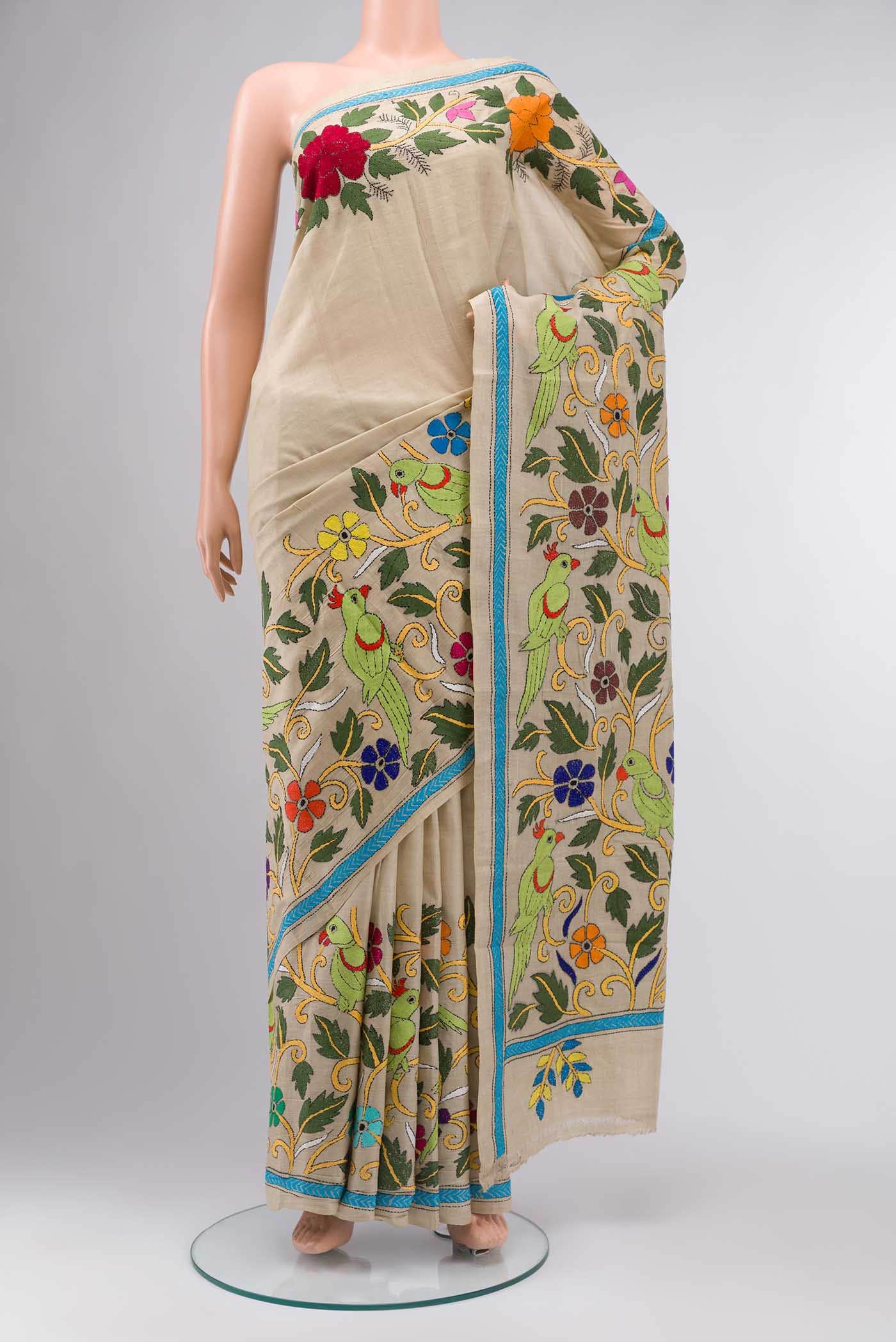 Beige Bhagalpuri Tussar Silk Saree