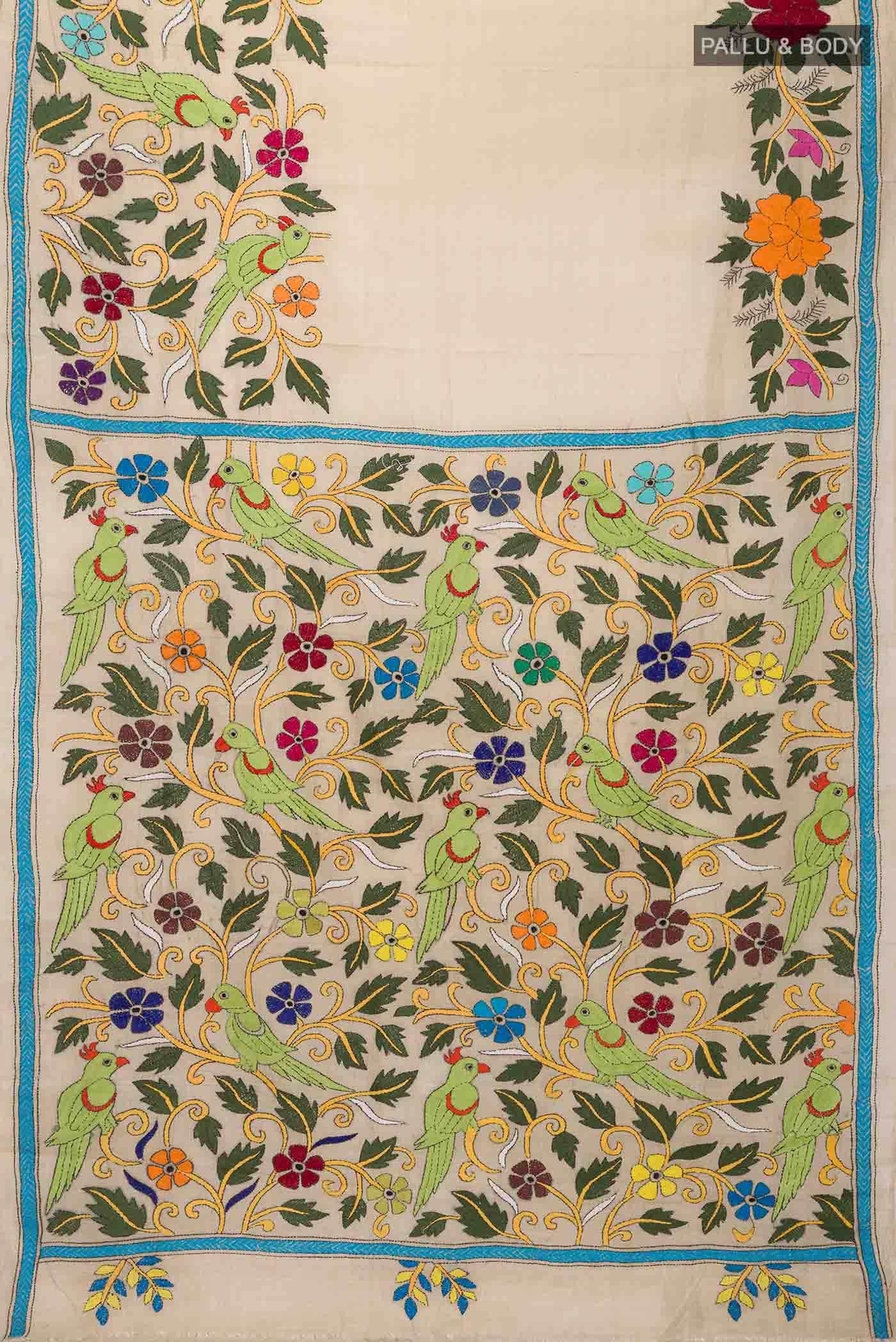 Beige Bhagalpuri Tussar Silk Saree