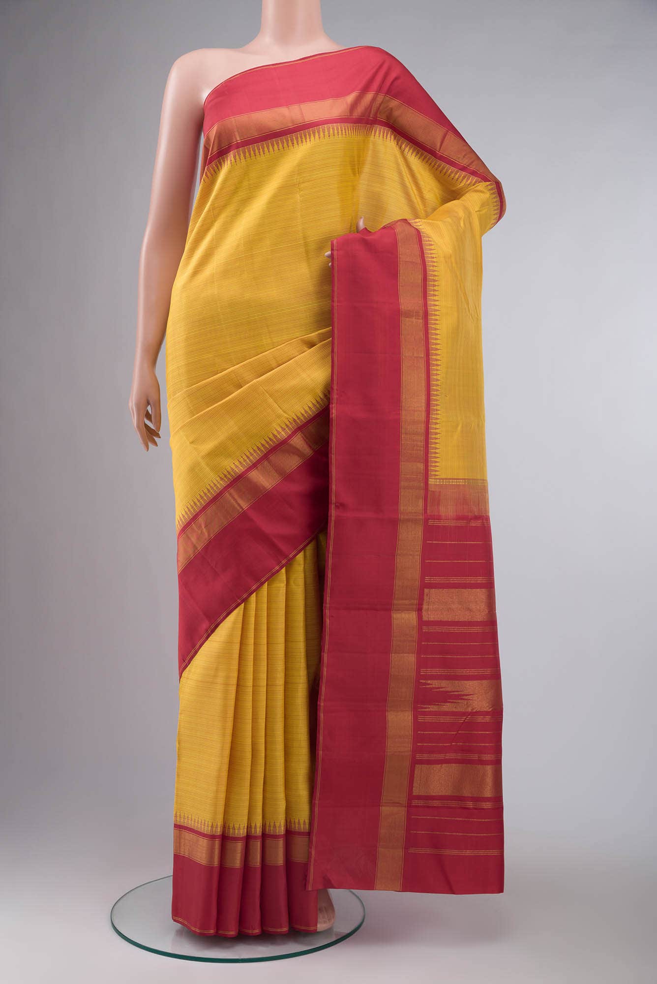 Yellow Kanchipuram Silk Saree