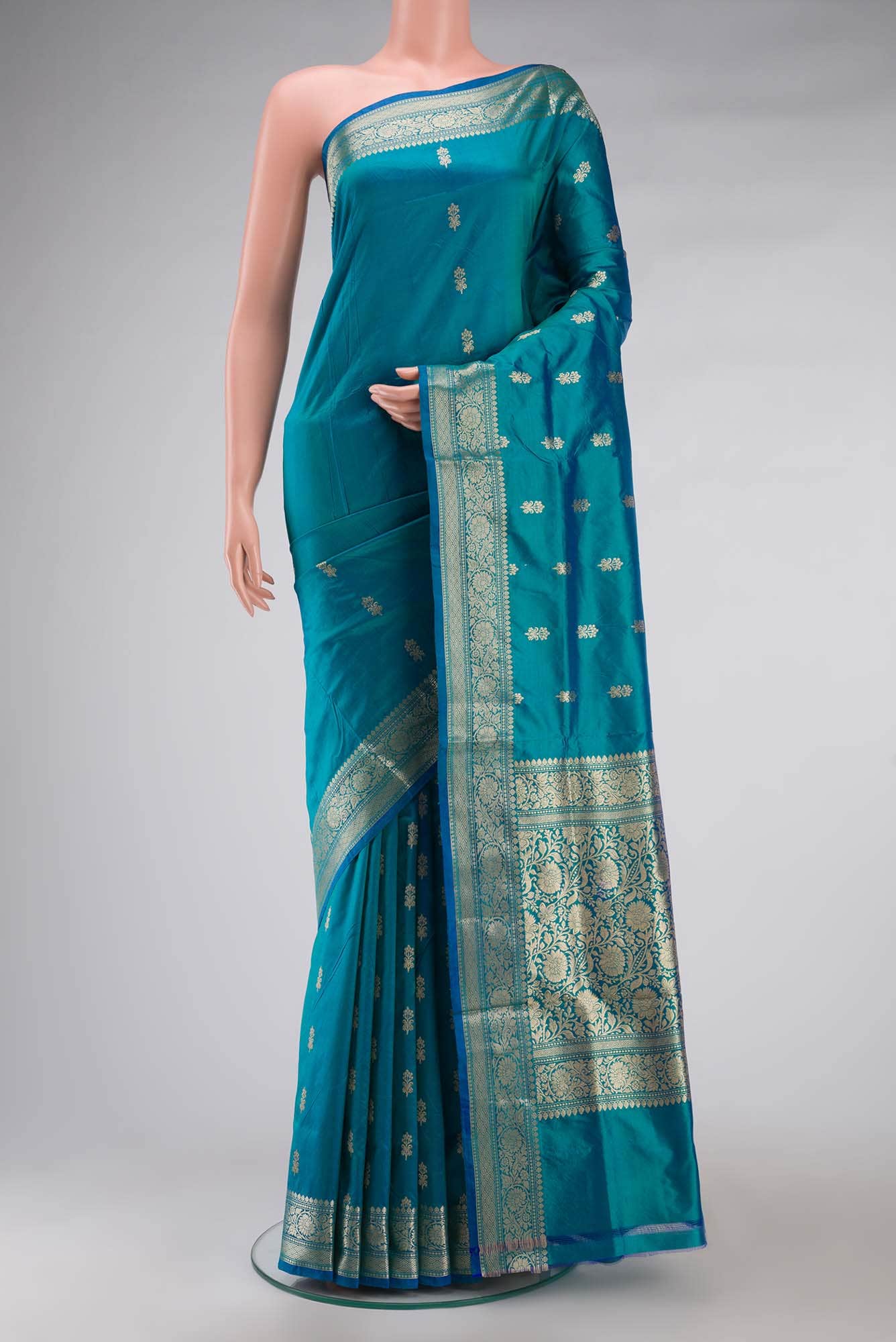 Blue Banarasi Katan Silk Saree