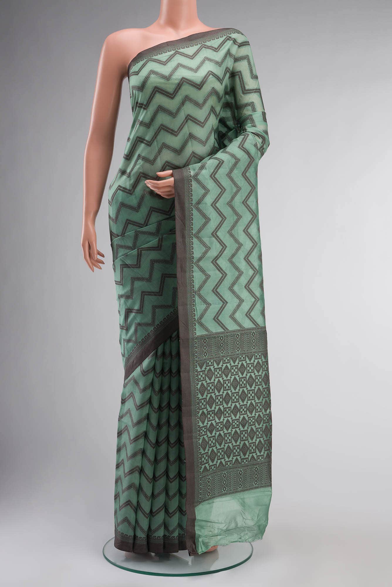 Green Banarasi Tussar Silk Saree