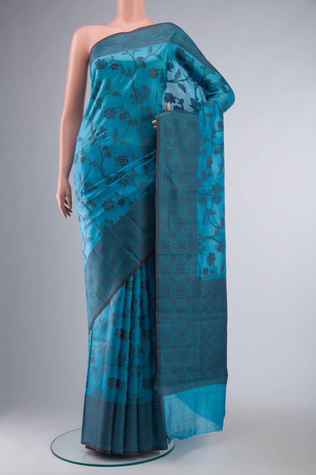 Blue Banarasi Raw Silk Saree