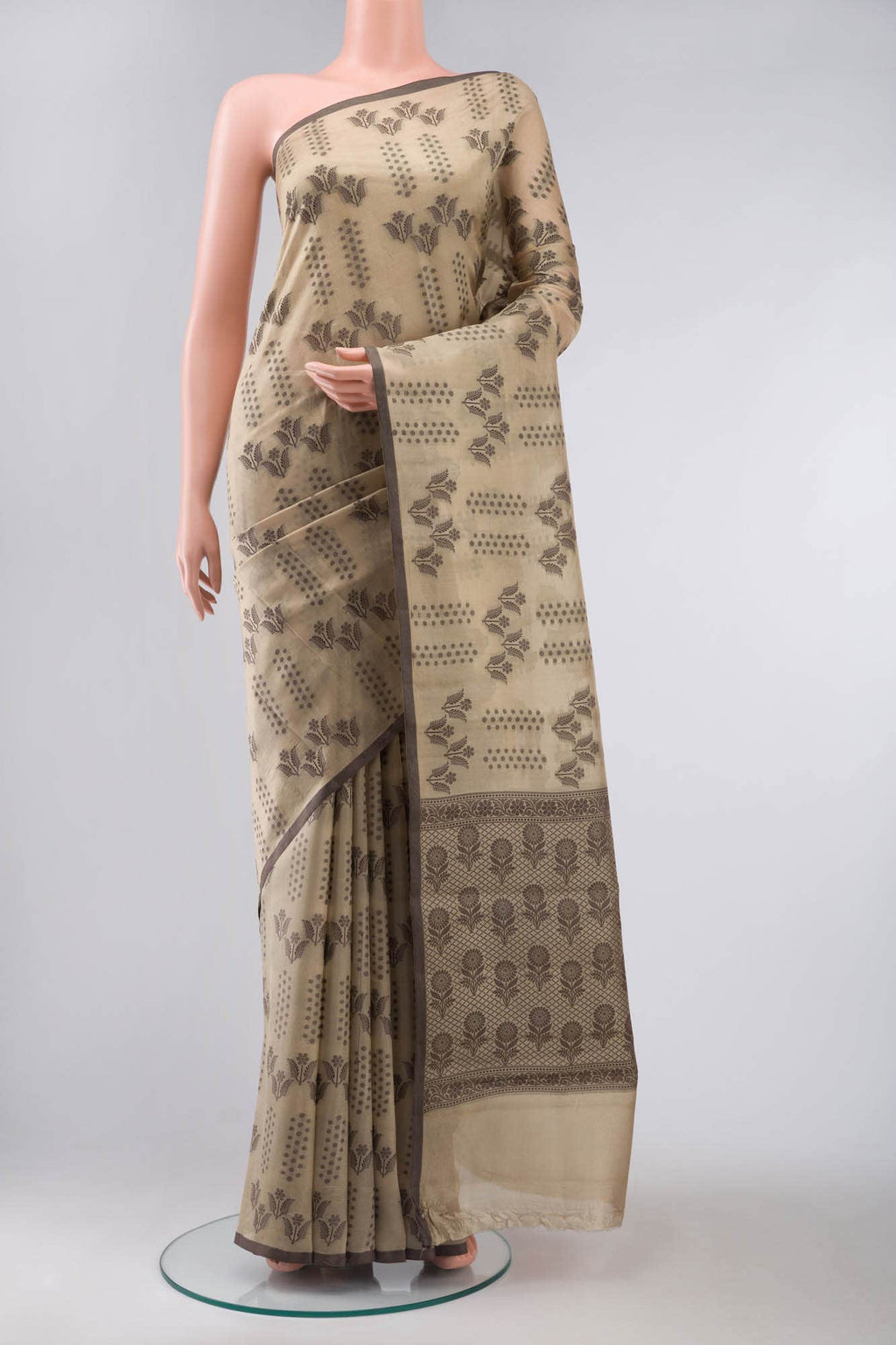 Beige Banarasi Raw Silk Saree