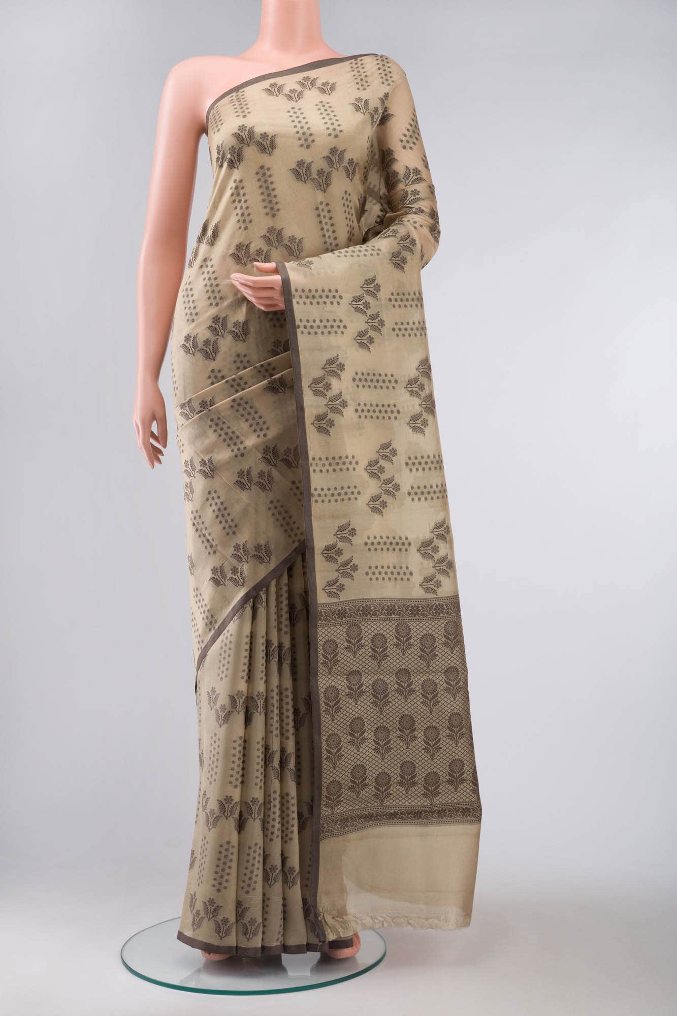 Beige Banarasi Raw Silk Saree