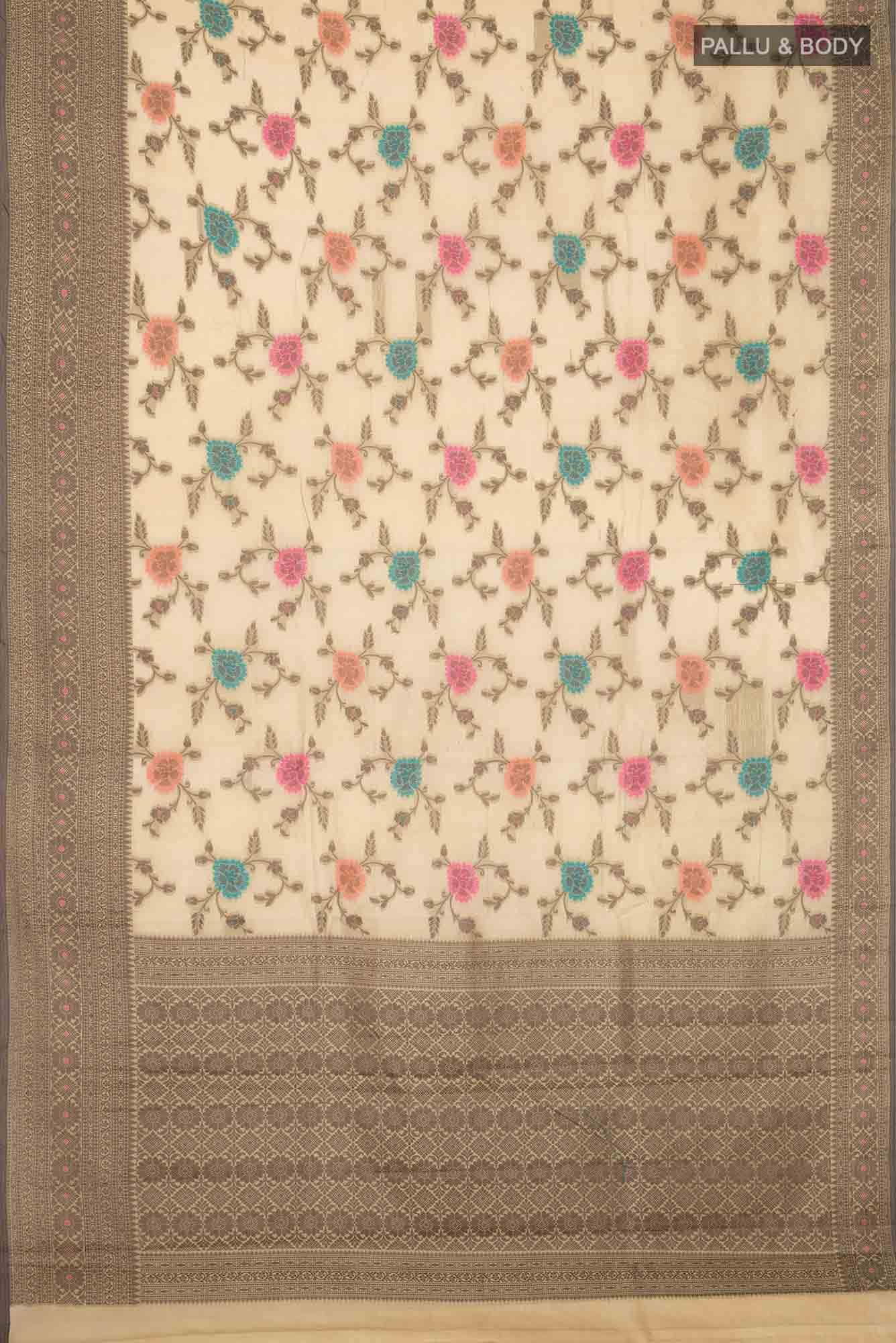 Dark Beige Banarasi Raw Silk Saree