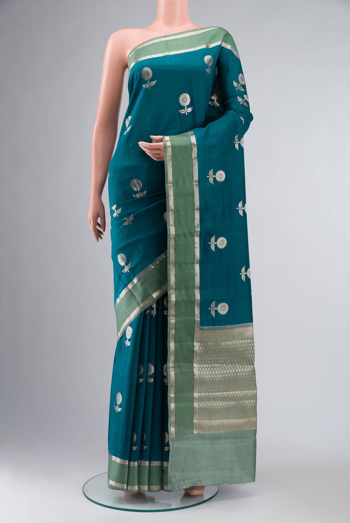 Blue Banarasi Raw Silk Saree