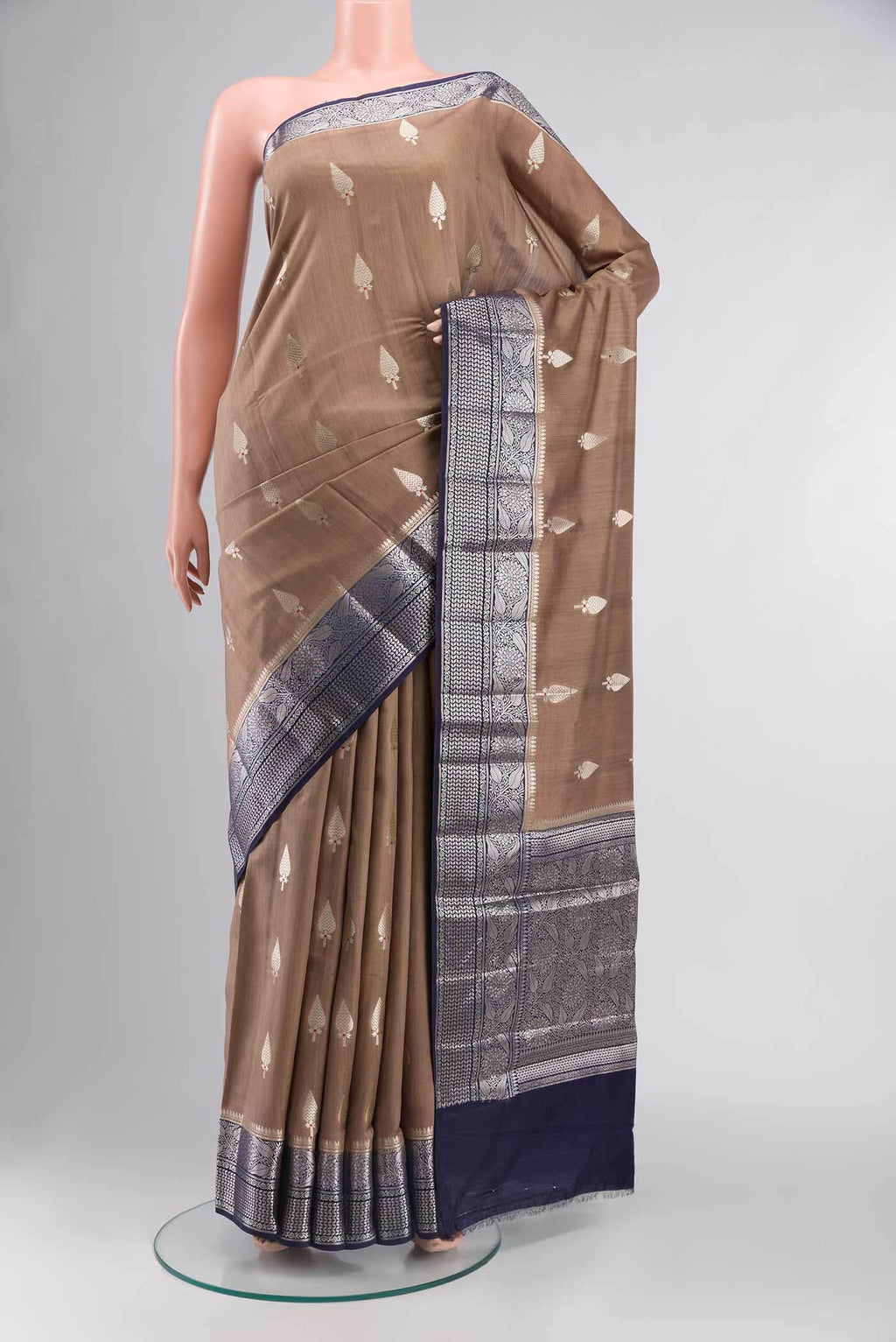 Brown Banarasi Raw Silk Saree