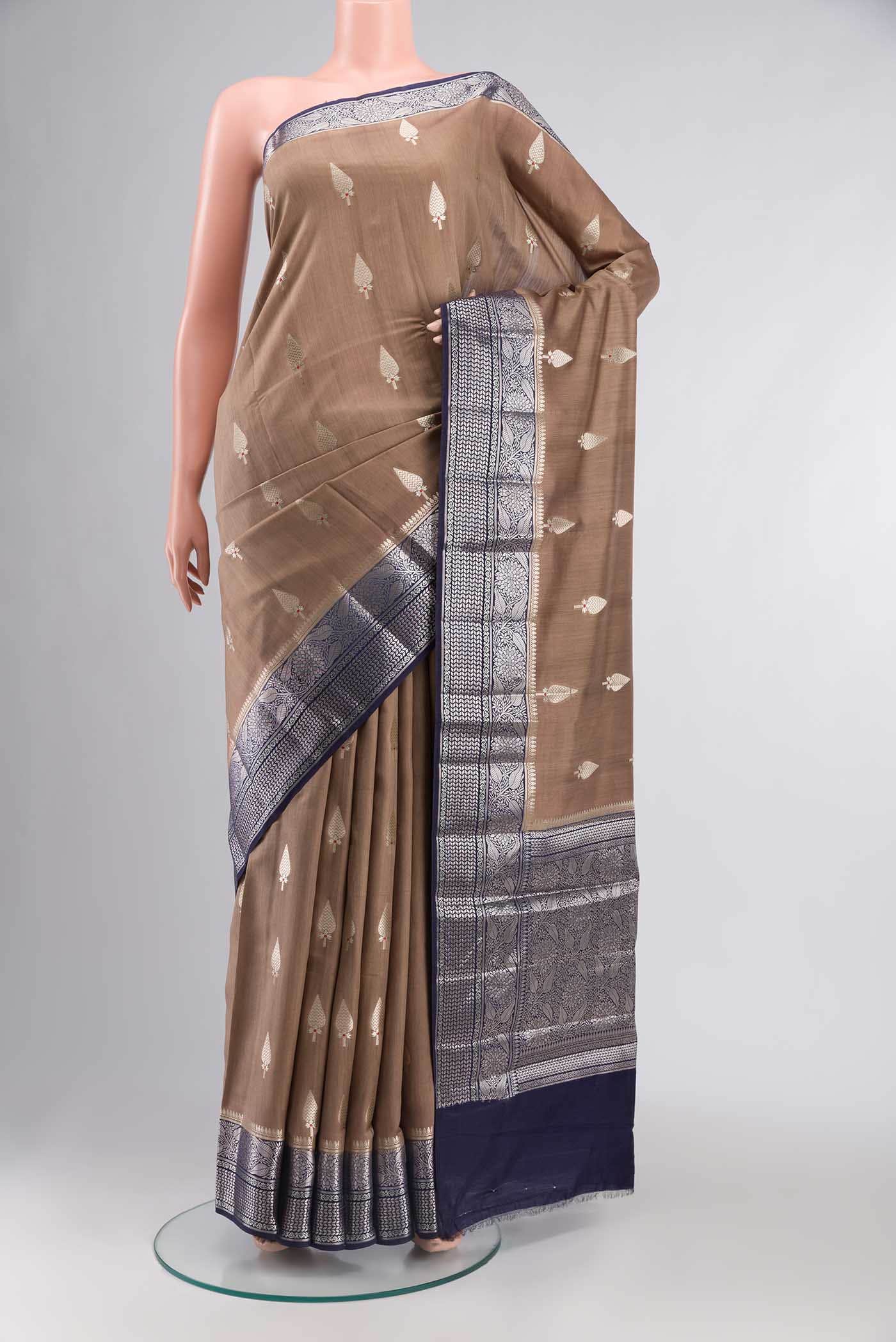 Brown Banarasi Raw Silk Saree