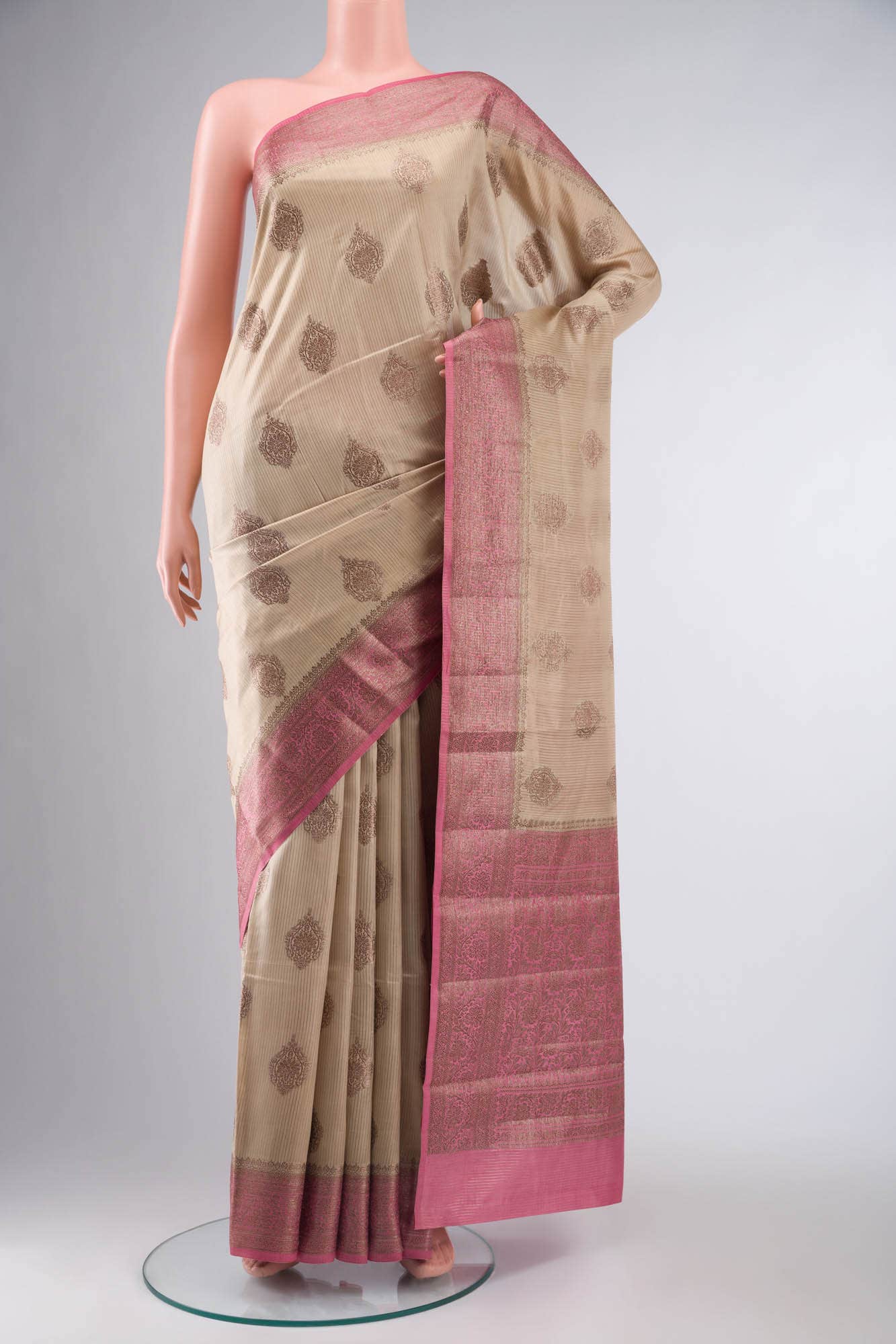 Beige Banarasi Raw Silk Saree