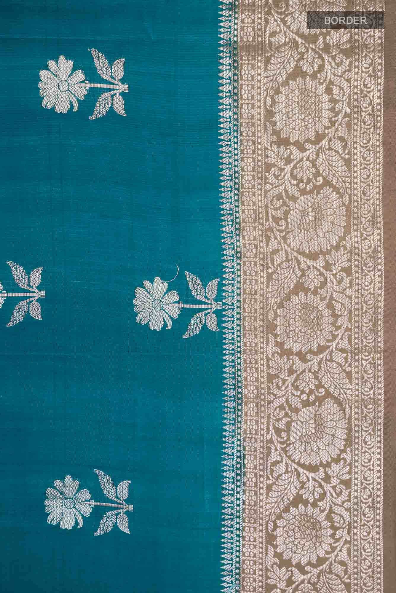 Blue Banarasi Raw Silk Saree