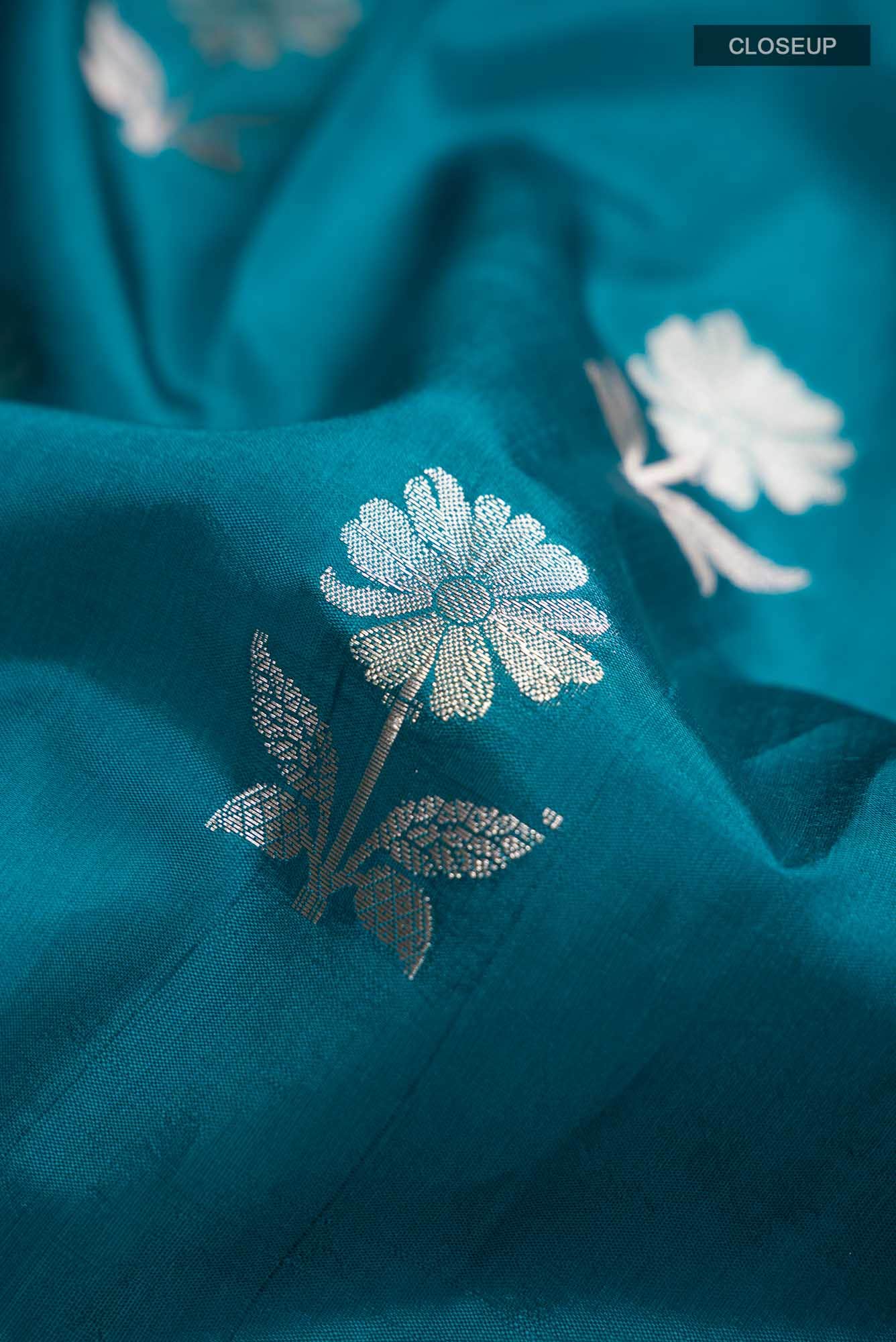 Blue Banarasi Raw Silk Saree