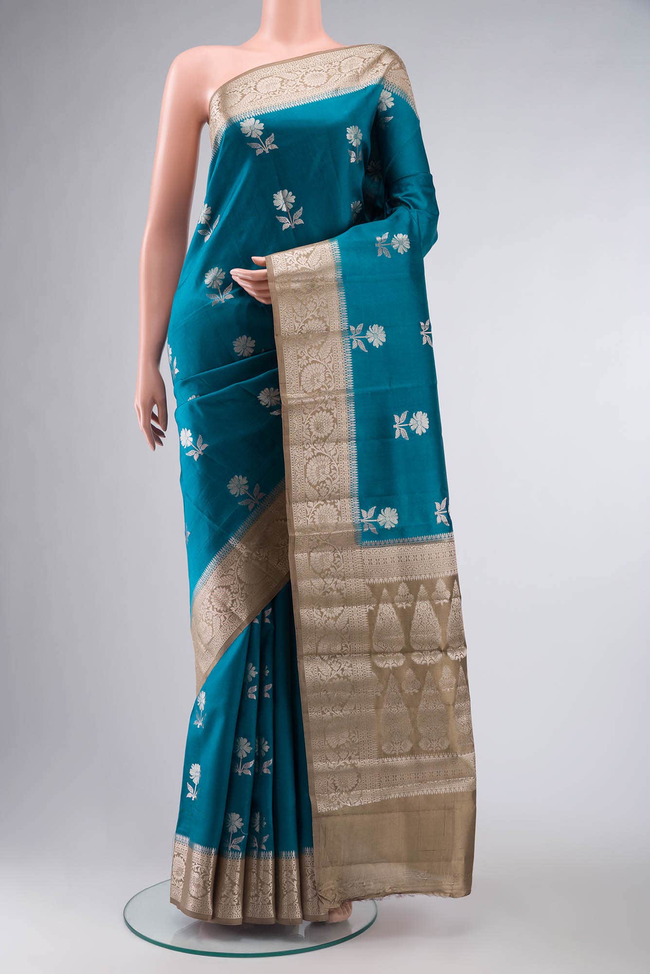 Blue Banarasi Raw Silk Saree