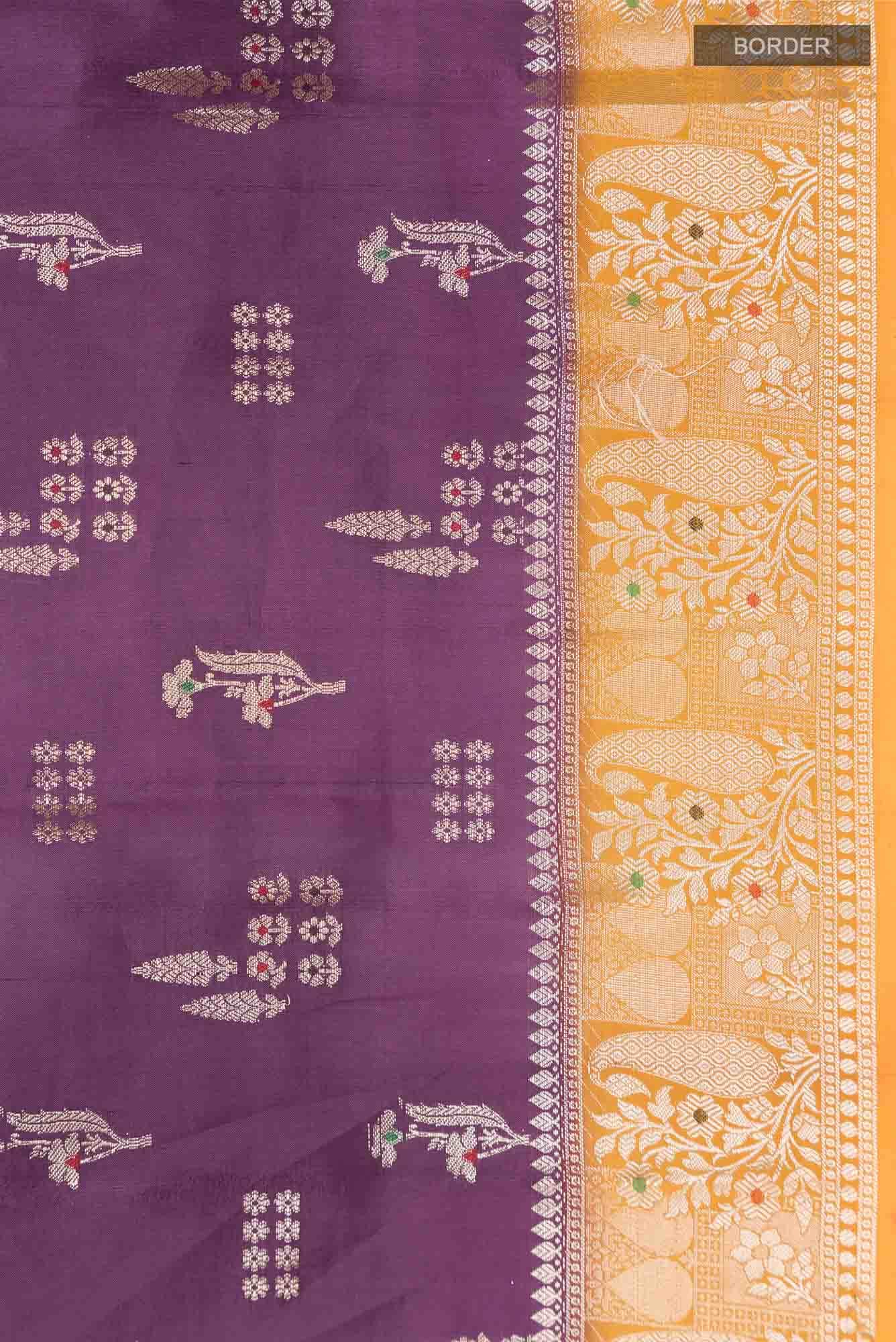 Dark Mauve Banarasi Raw Silk Saree
