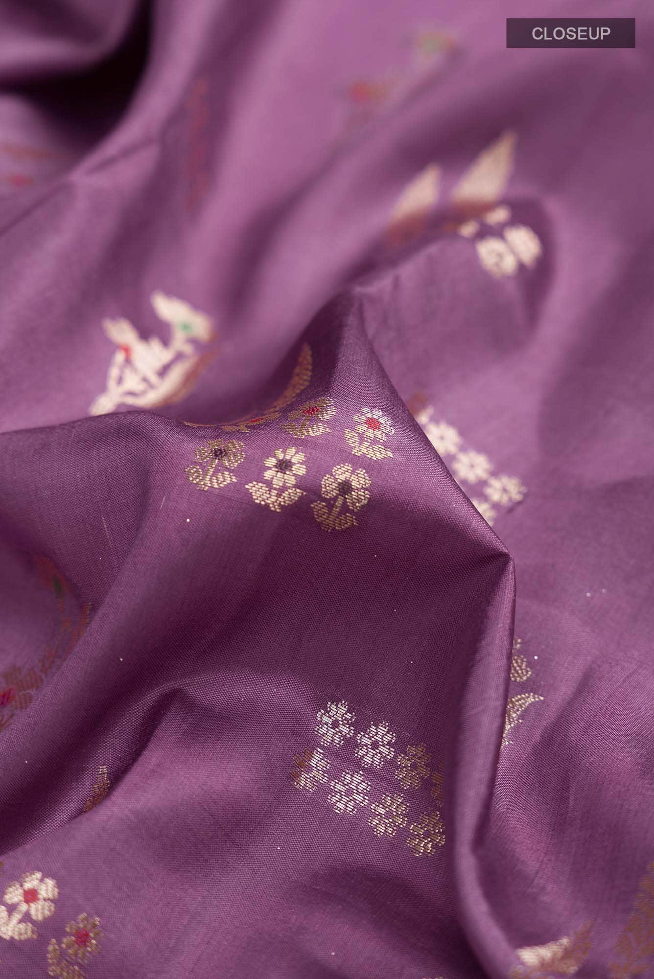 Dark Mauve Banarasi Raw Silk Saree