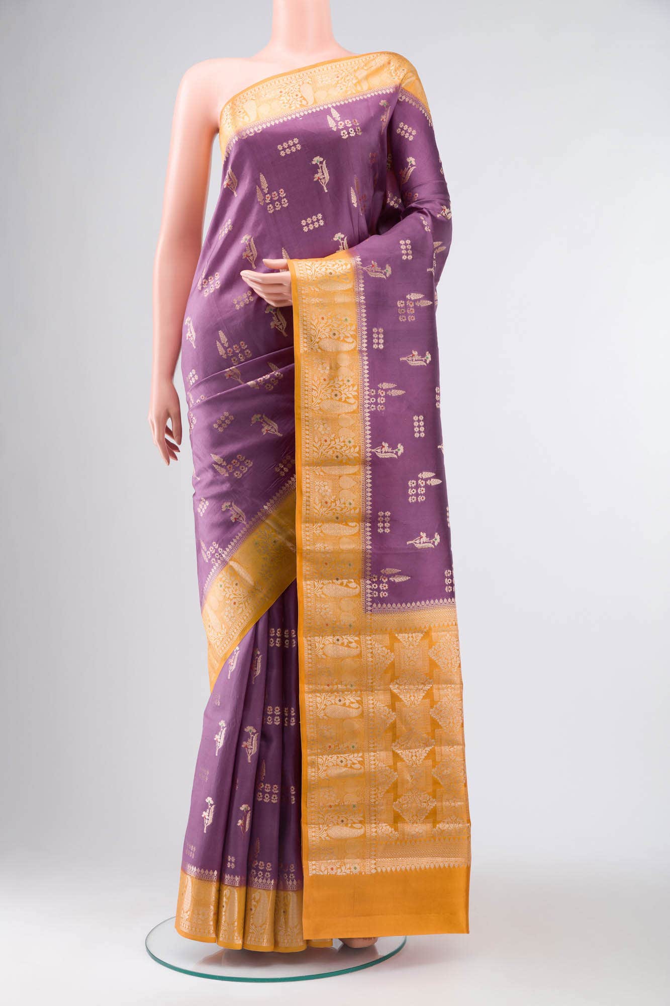Dark Mauve Banarasi Raw Silk Saree