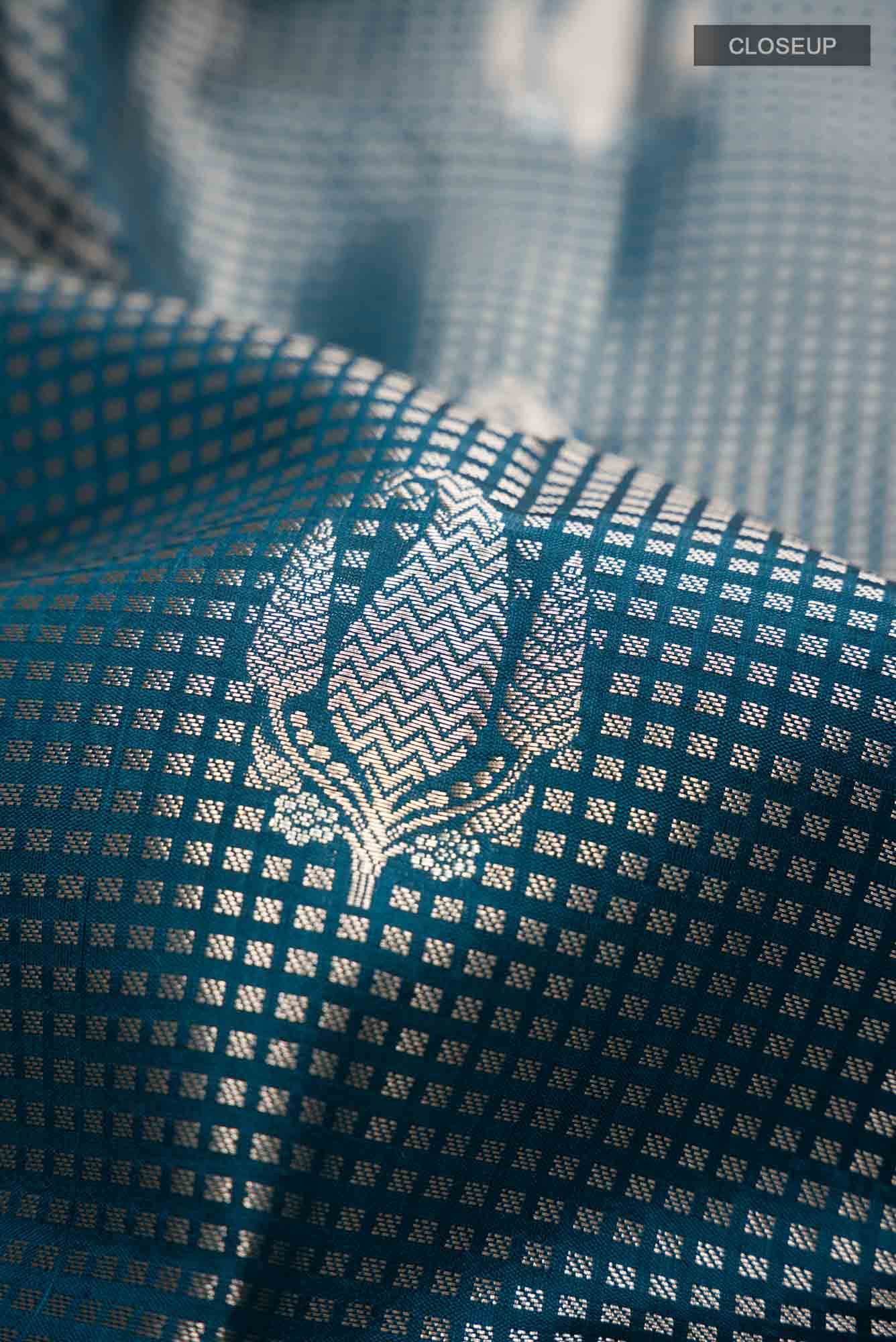 Blue Banarasi Raw Silk Saree