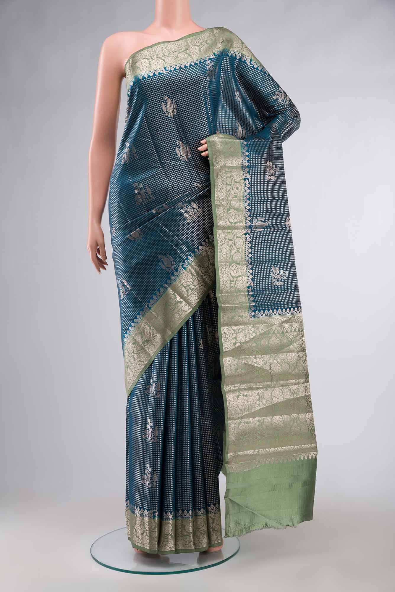 Blue Banarasi Raw Silk Saree