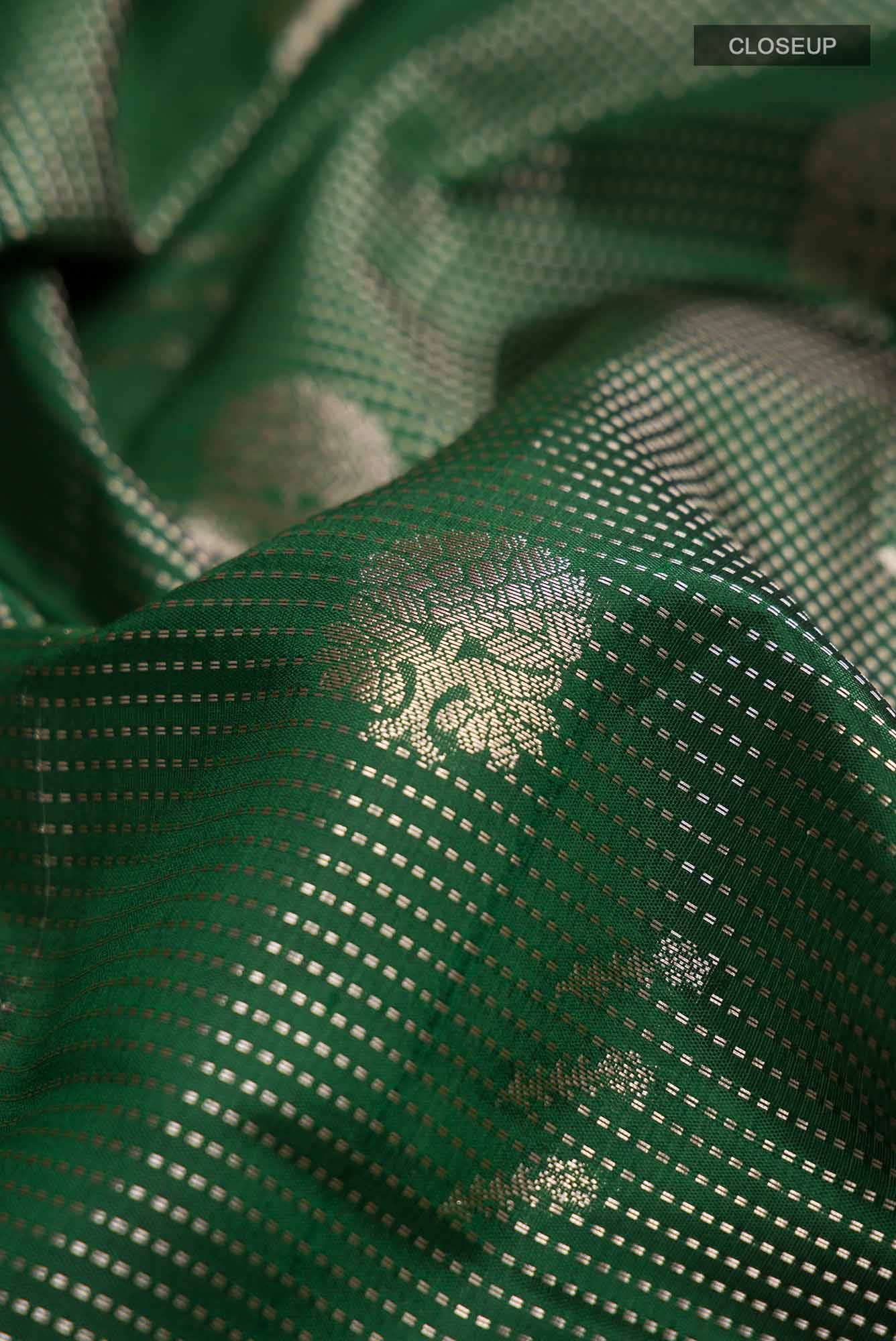 Green Banarasi Raw Silk Saree