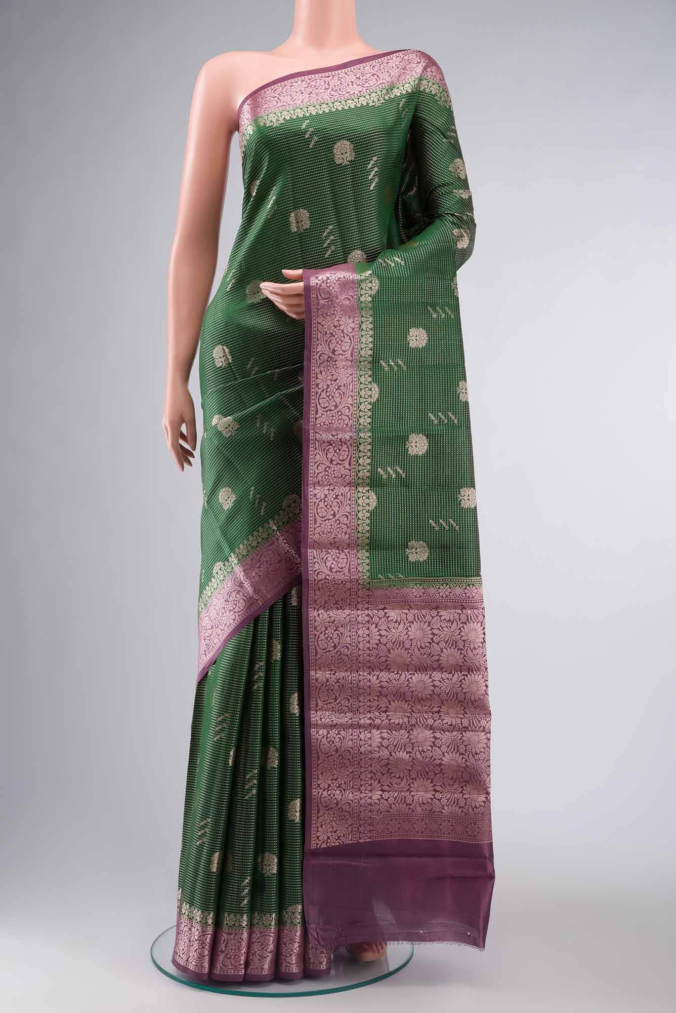 Green Banarasi Raw Silk Saree