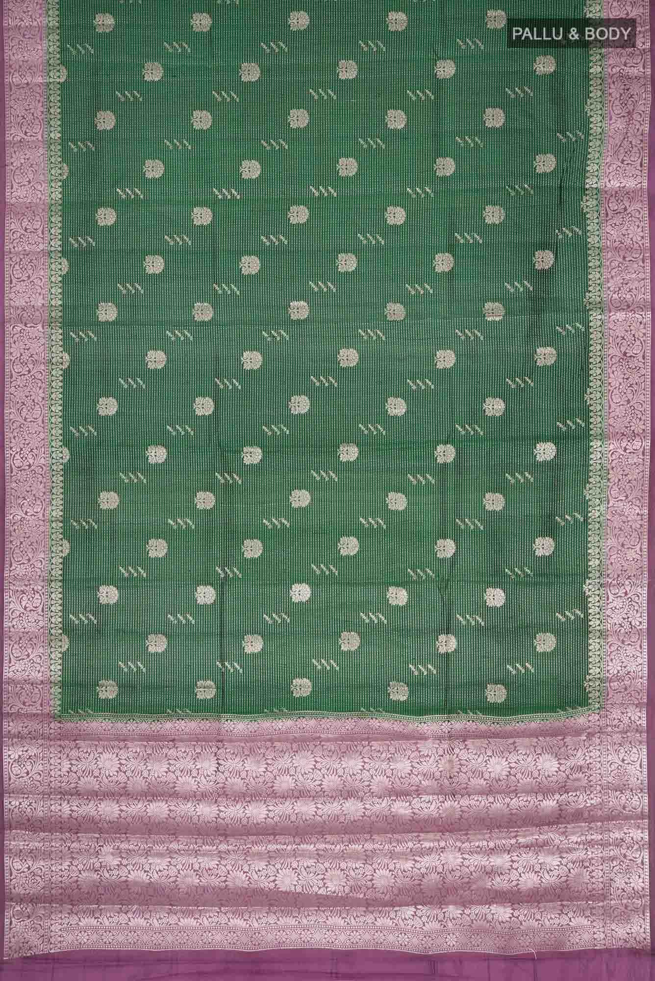 Green Banarasi Raw Silk Saree