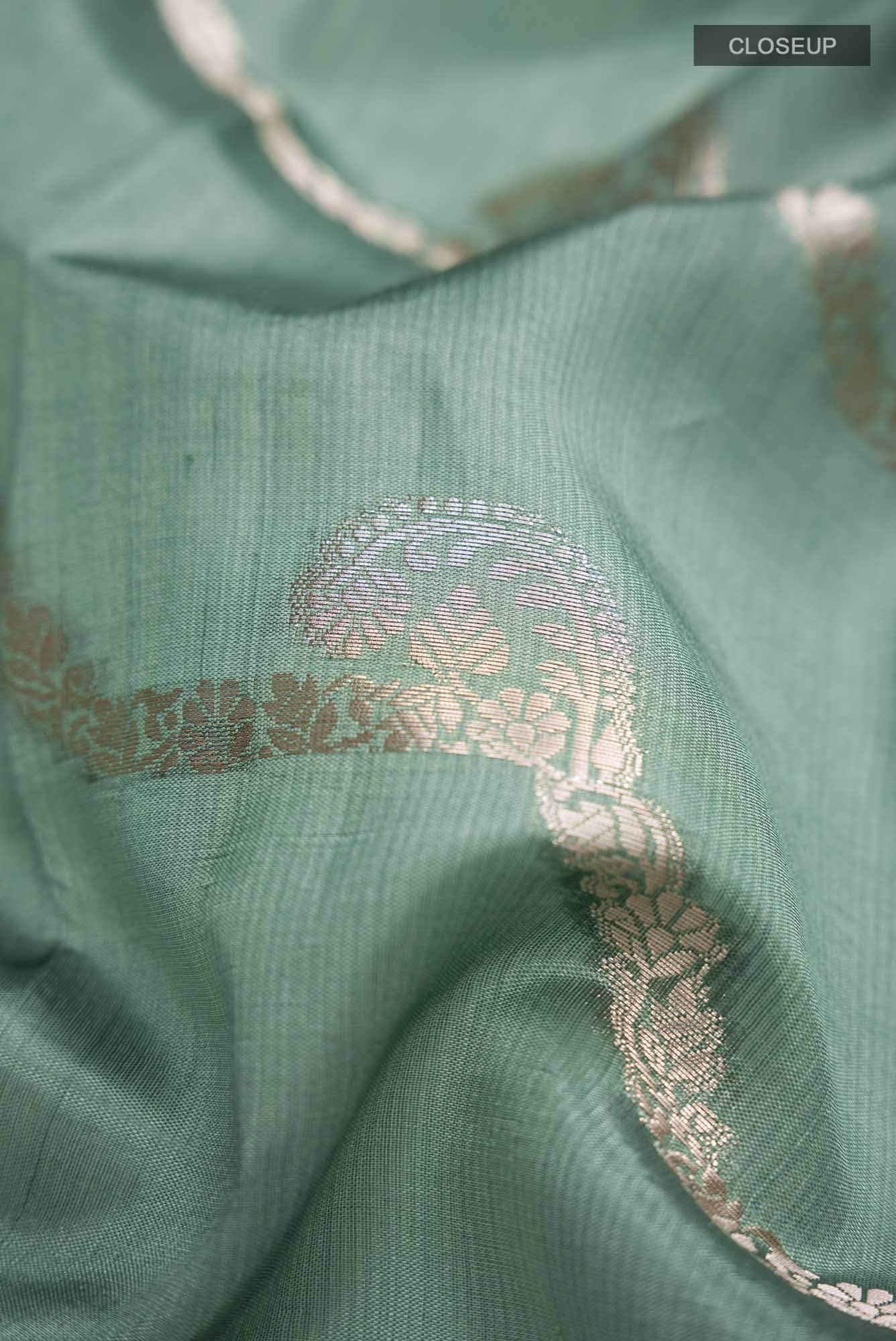 Green Banarasi Raw Silk Saree