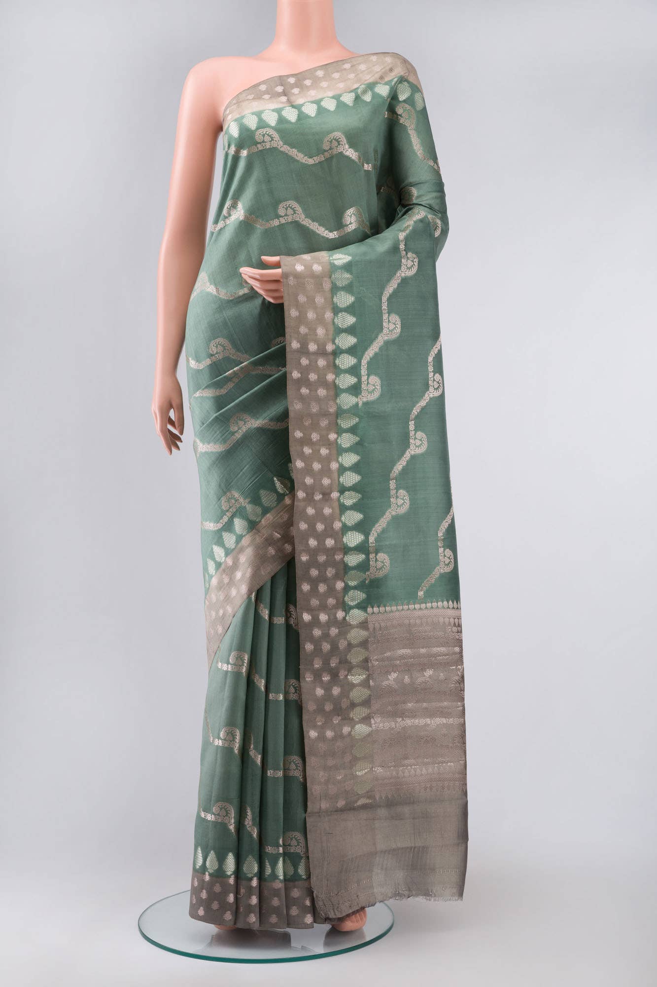 Green Banarasi Raw Silk Saree