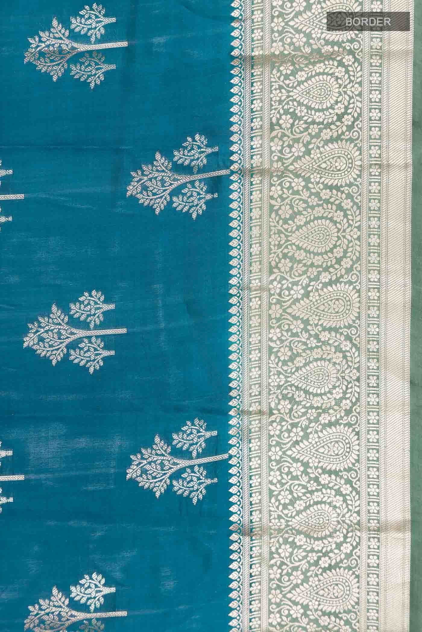 Blue Banarasi Raw Silk Saree