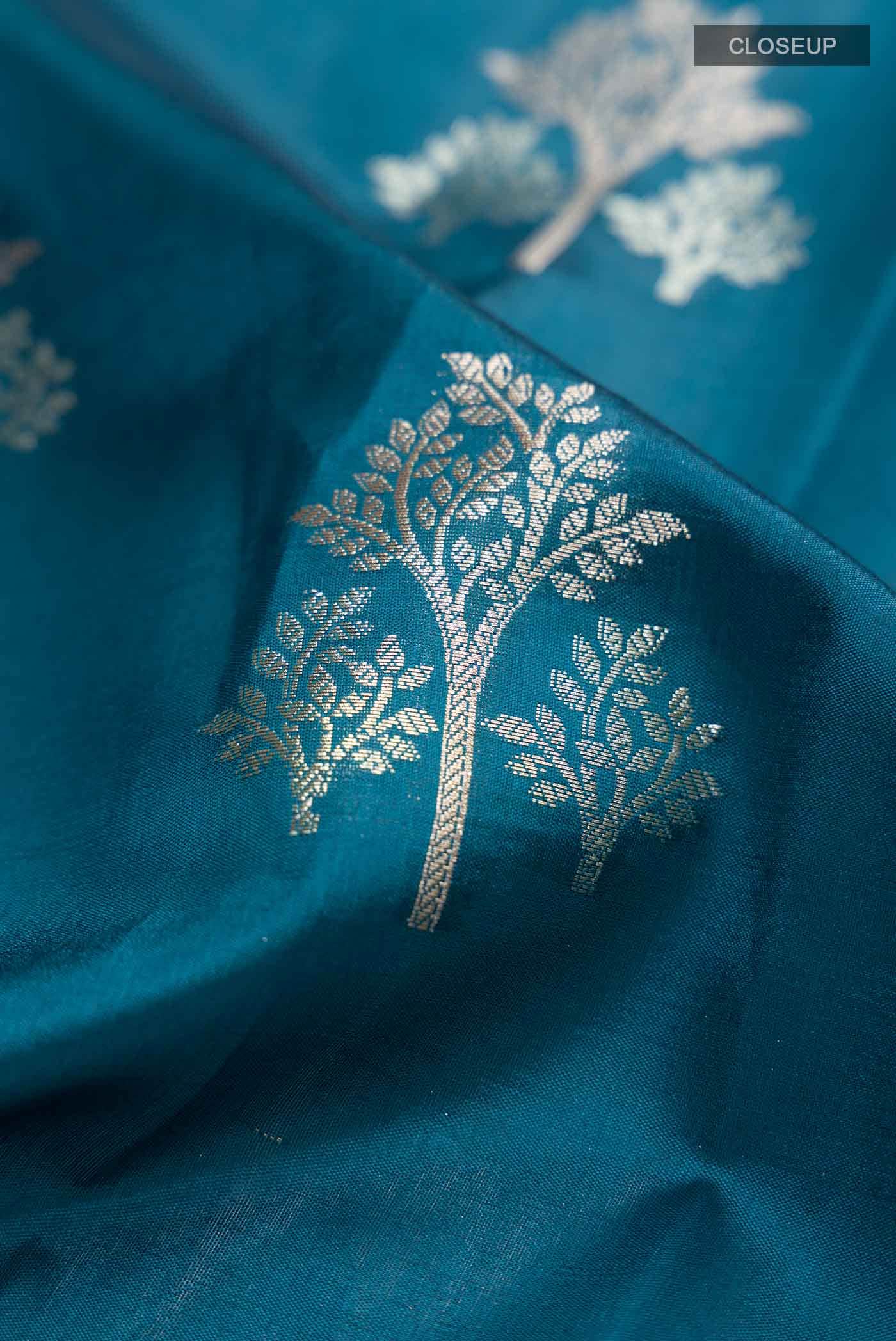 Blue Banarasi Raw Silk Saree