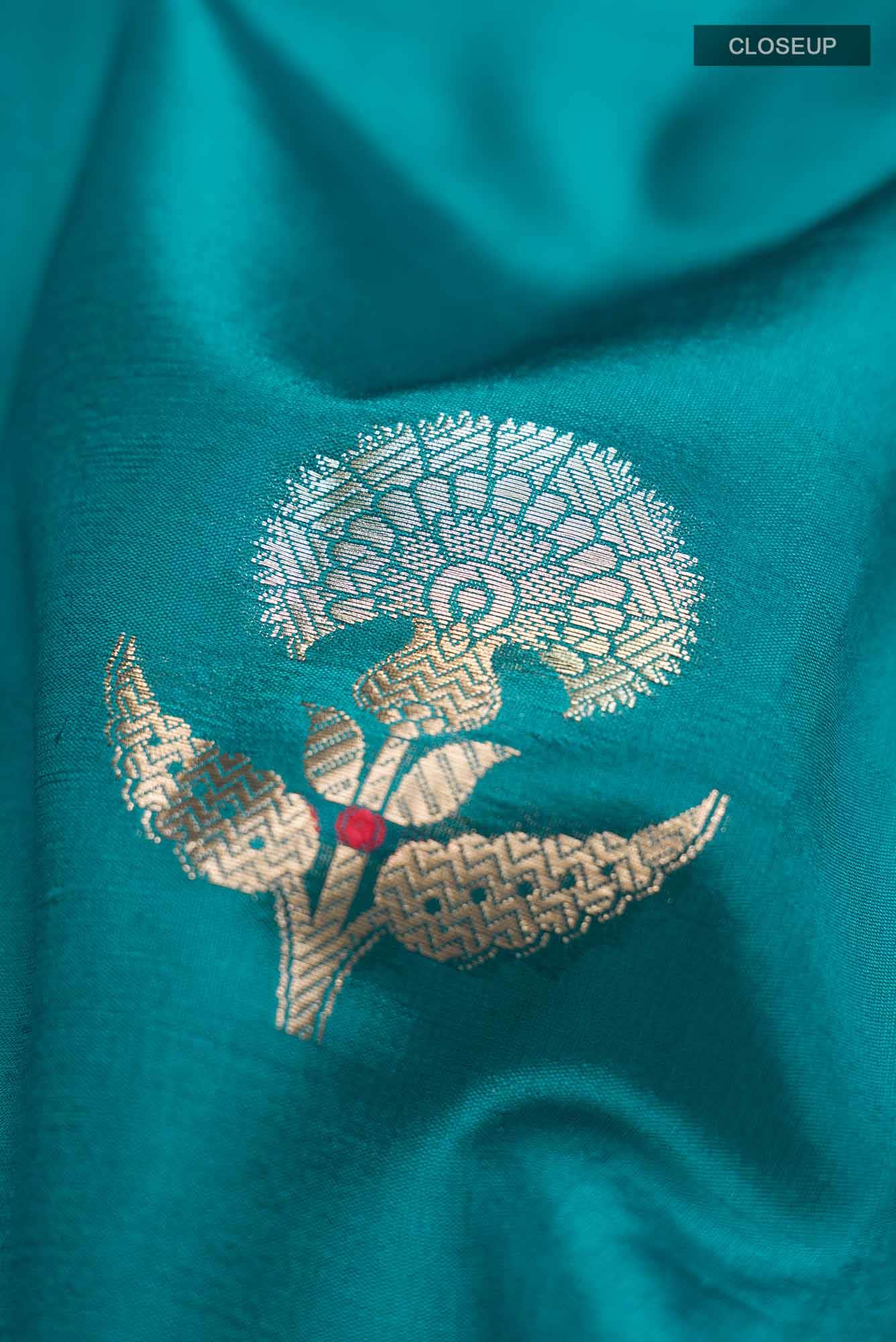 Blue Banarasi Raw Silk Saree