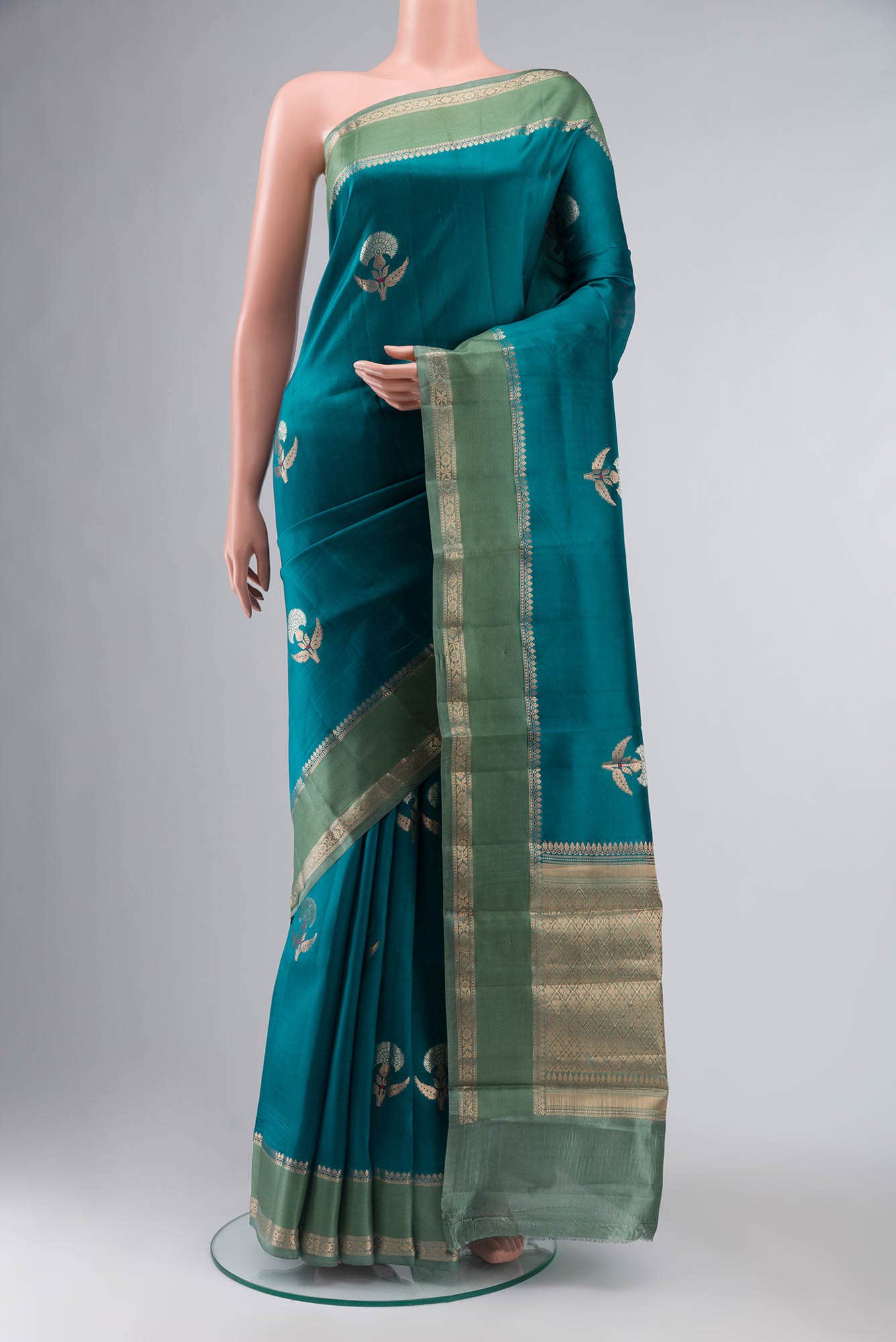 Blue Banarasi Raw Silk Saree