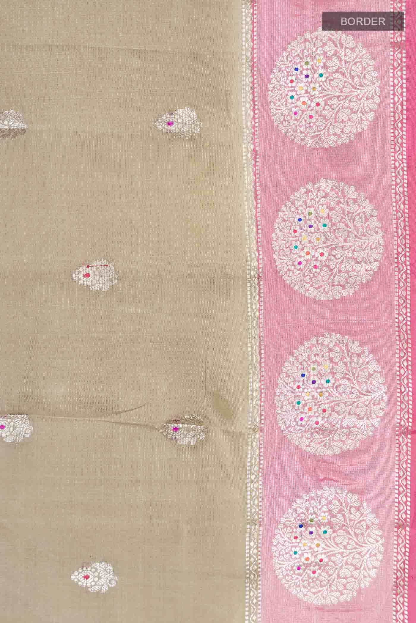 Beige Banarasi Raw Silk Saree