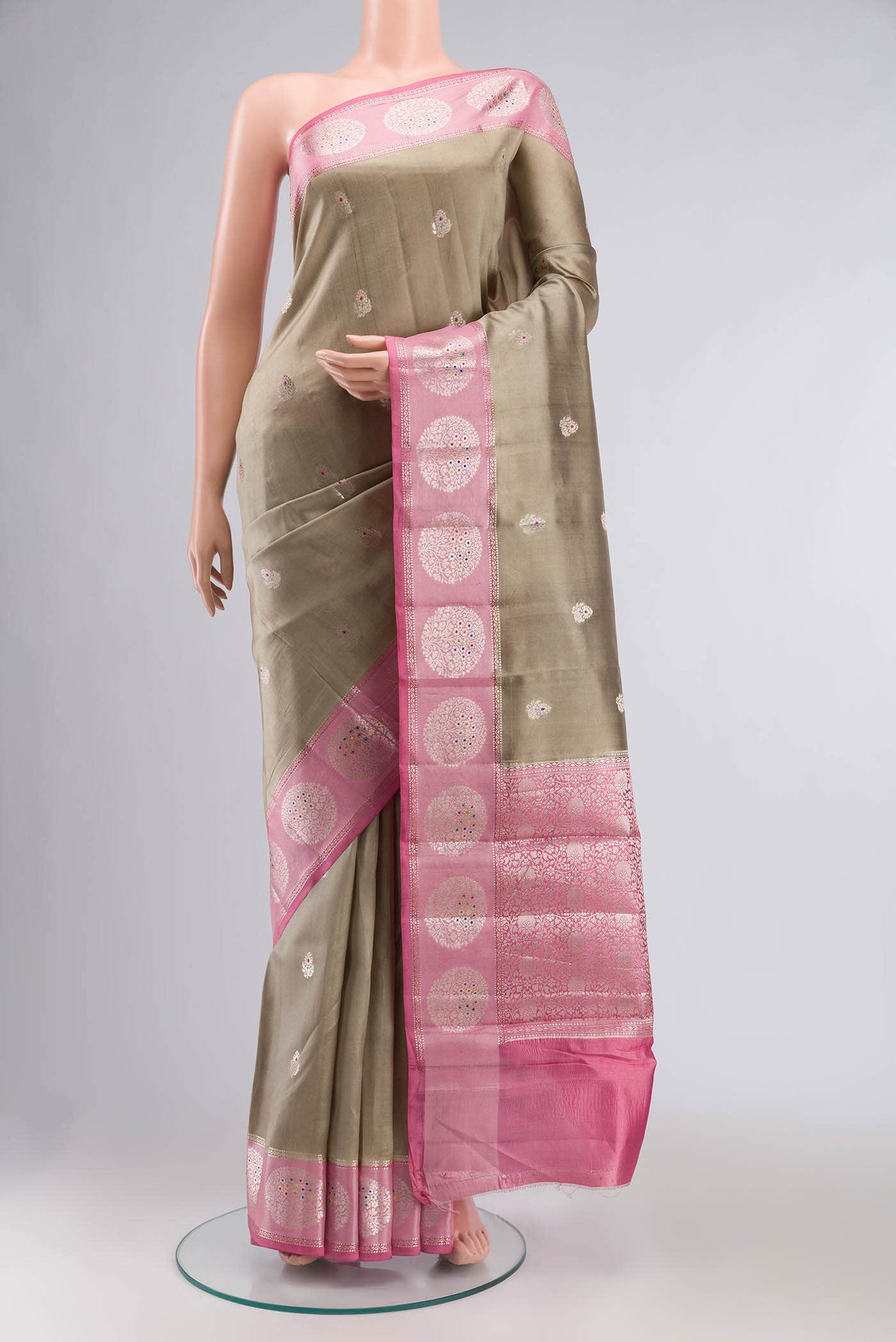 Beige Banarasi Raw Silk Saree