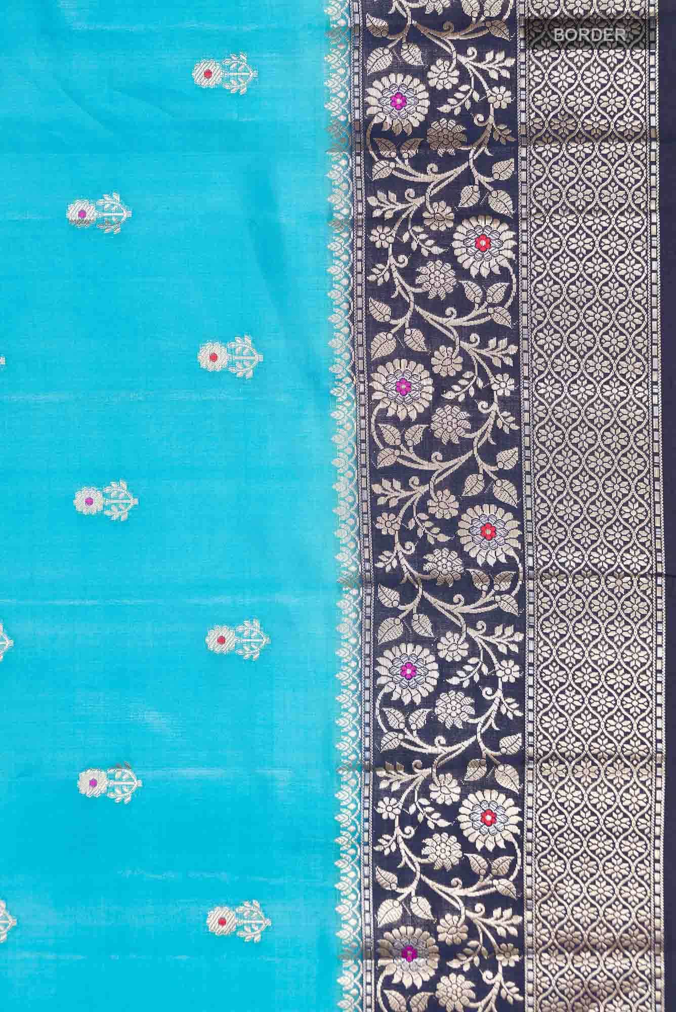 Blue Banarasi Raw Silk Saree