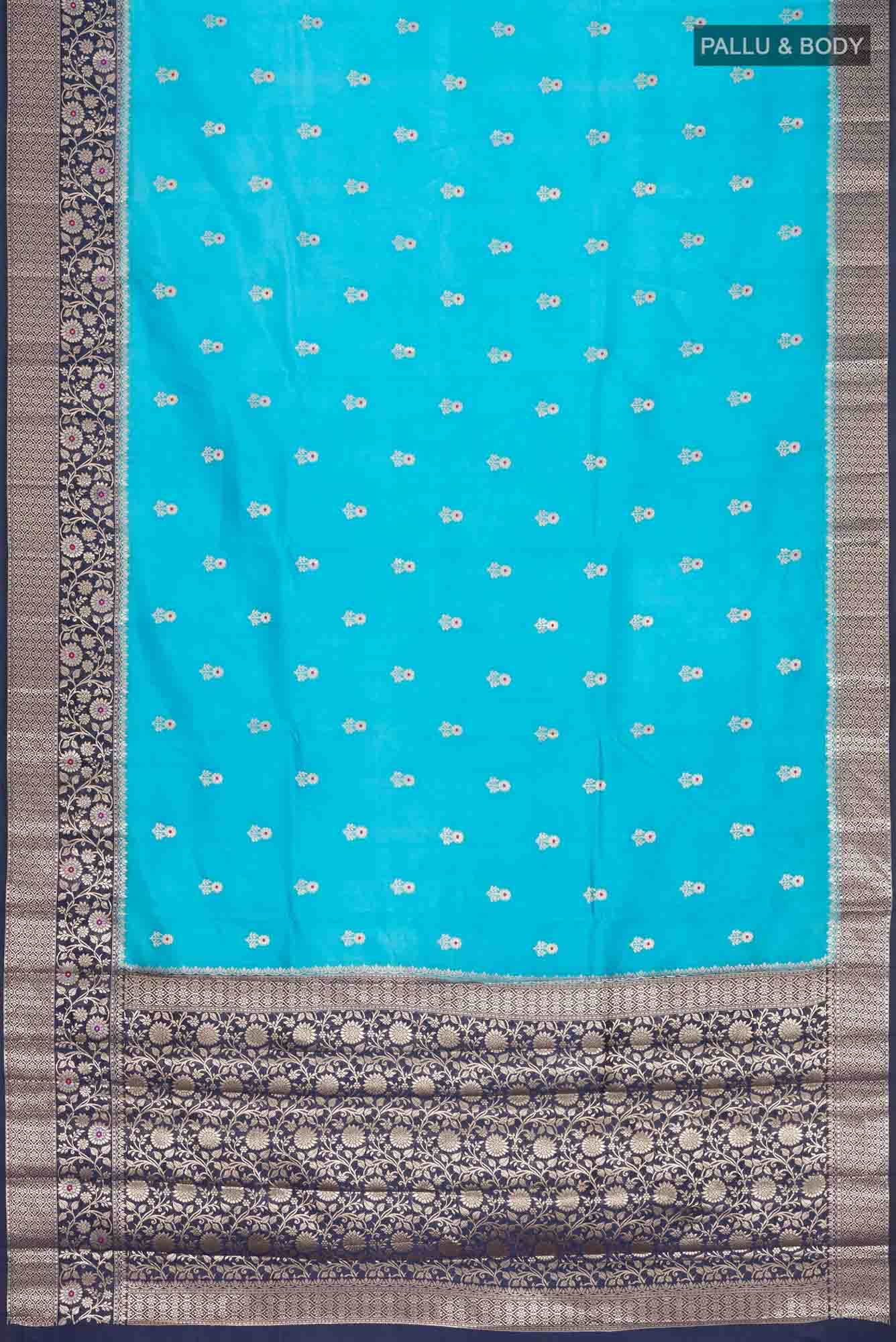 Blue Banarasi Raw Silk Saree