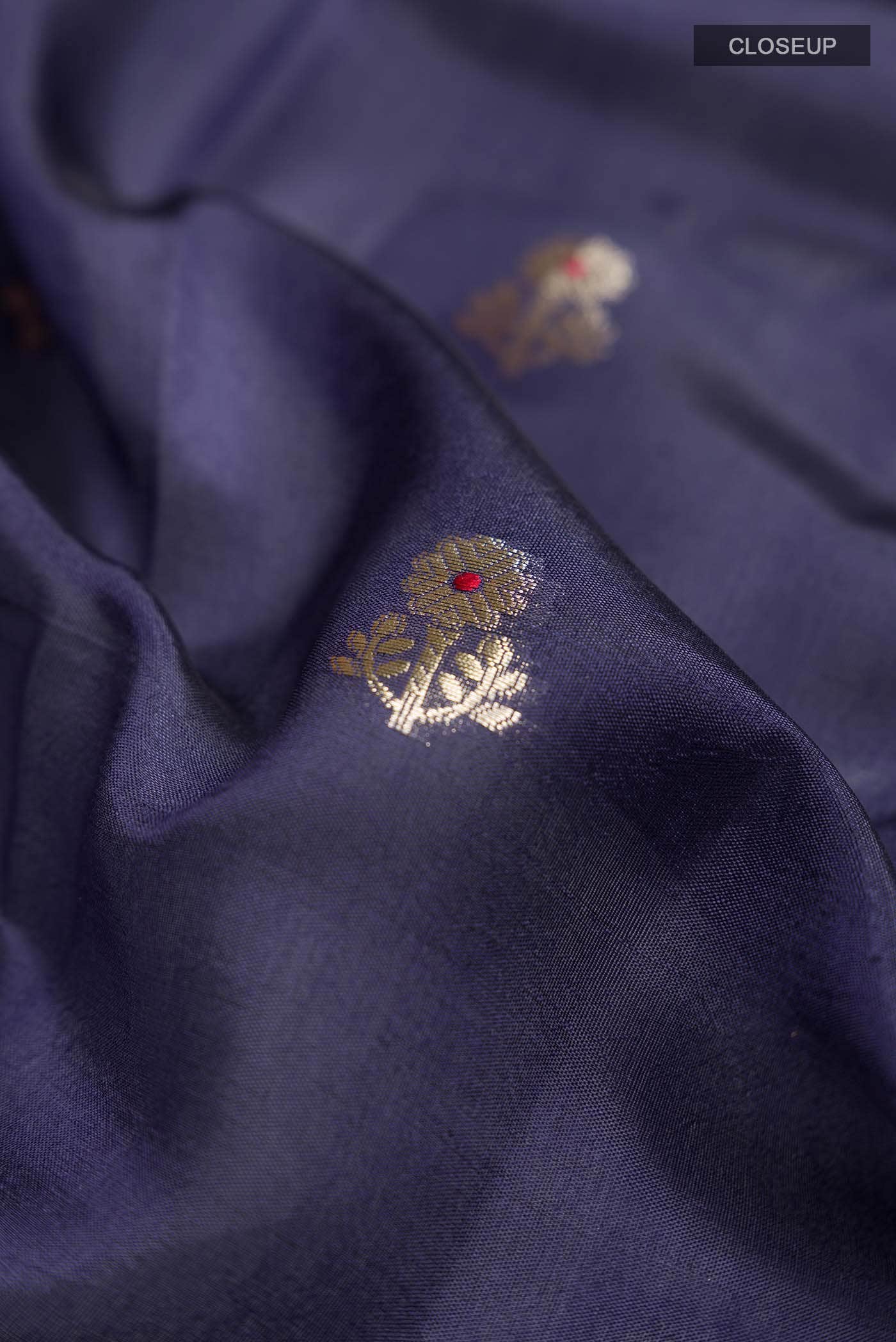 Navy Blue Banarasi Raw Silk Saree