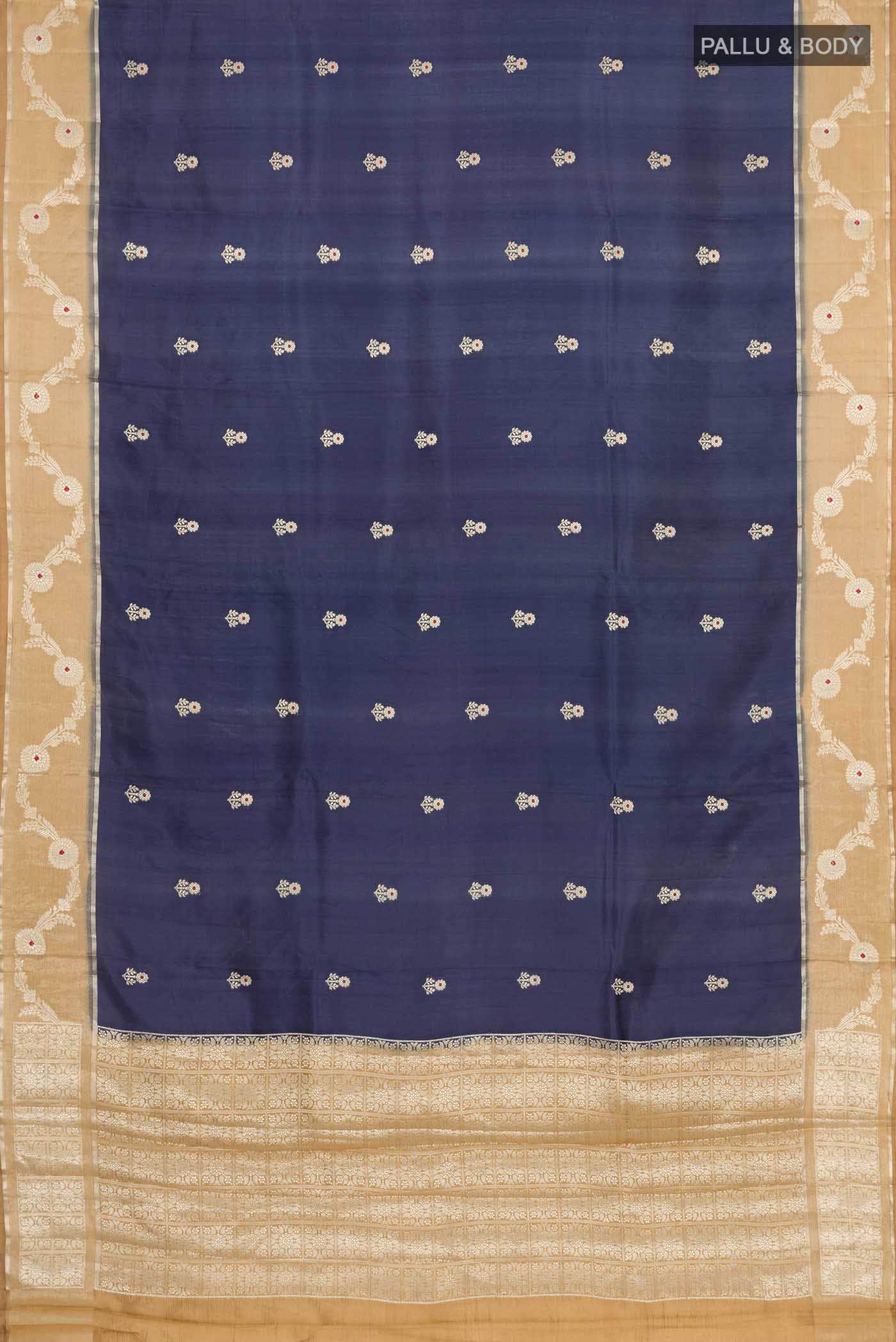 Navy Blue Banarasi Raw Silk Saree