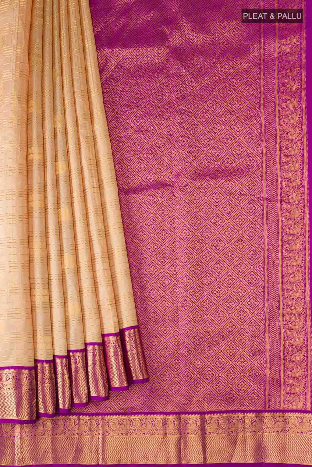 Beige Kanchipuram Silk Saree