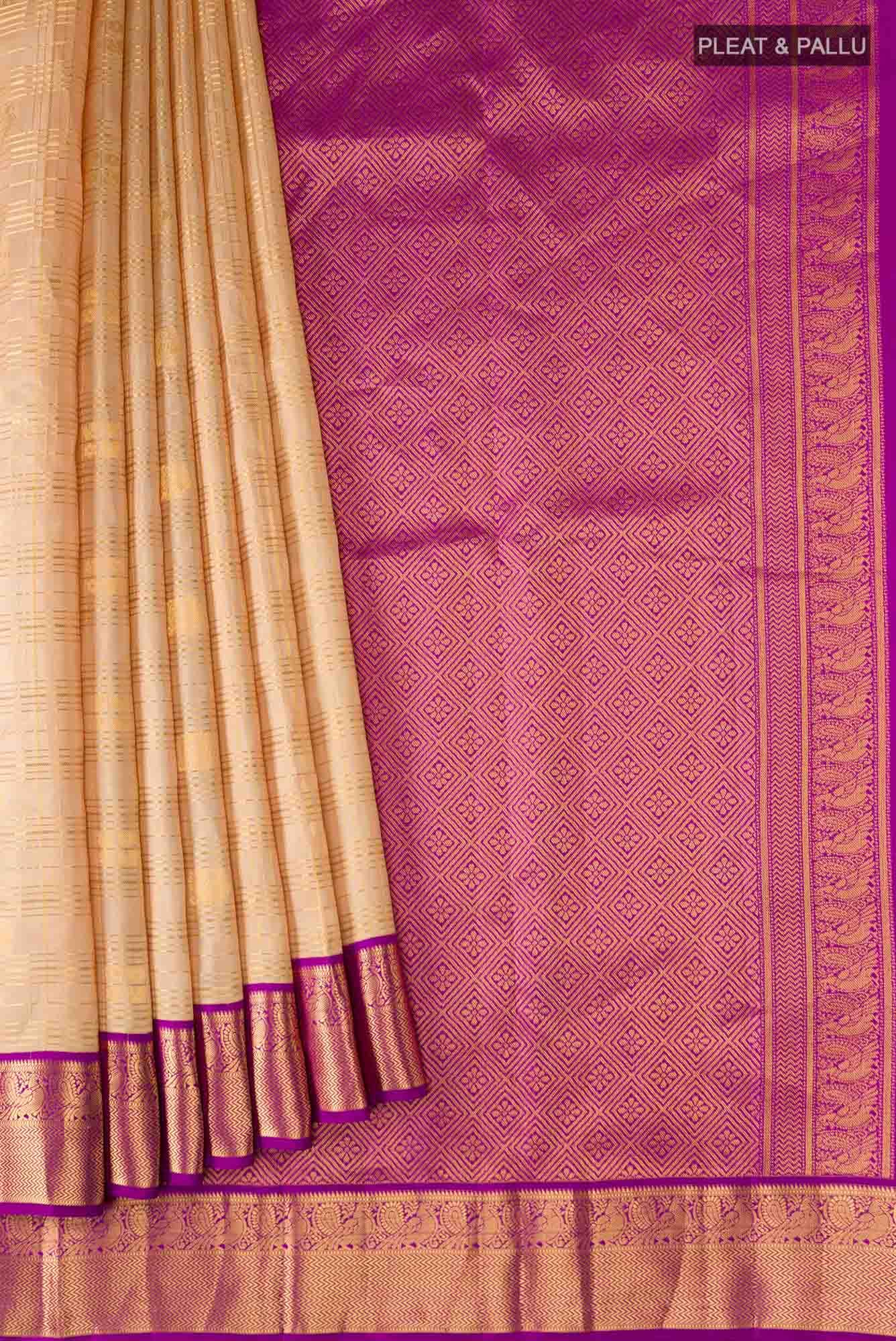 Beige Kanchipuram Silk Saree