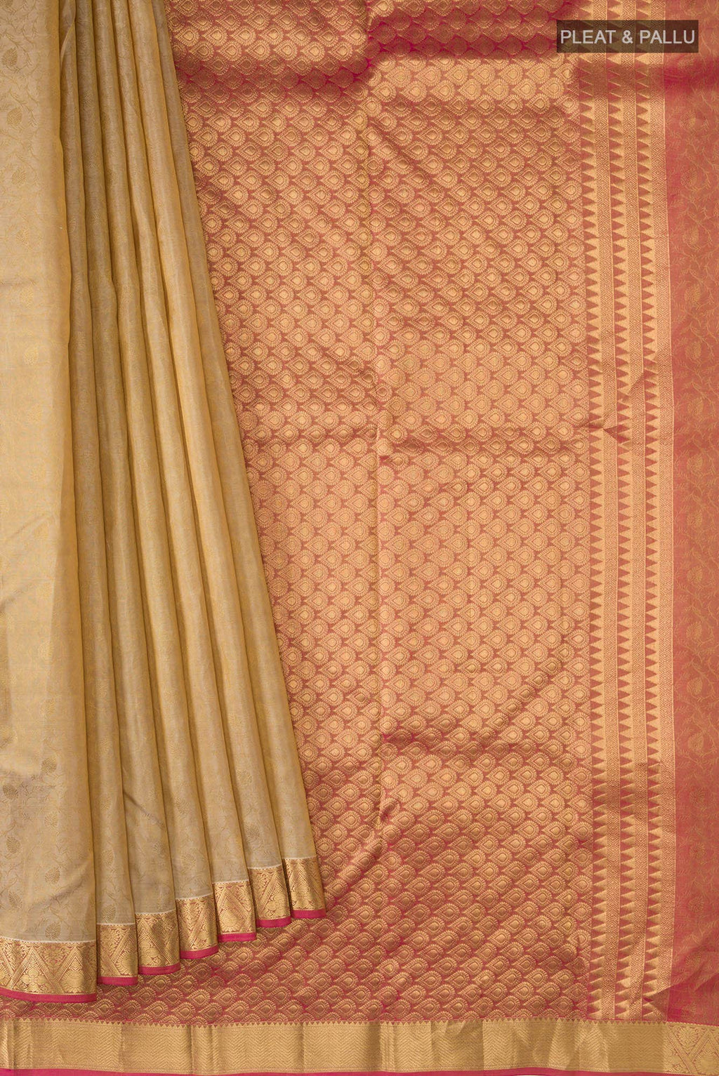 Beige Kanchipuram Silk Saree