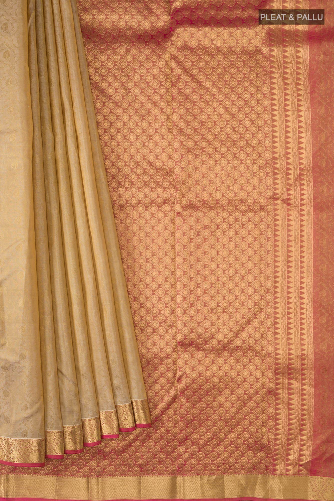 Beige Kanchipuram Silk Saree