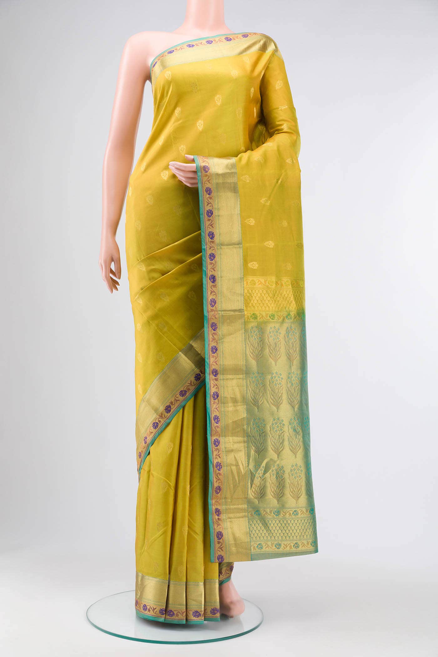 Yellow Kanchipuram Silk Saree