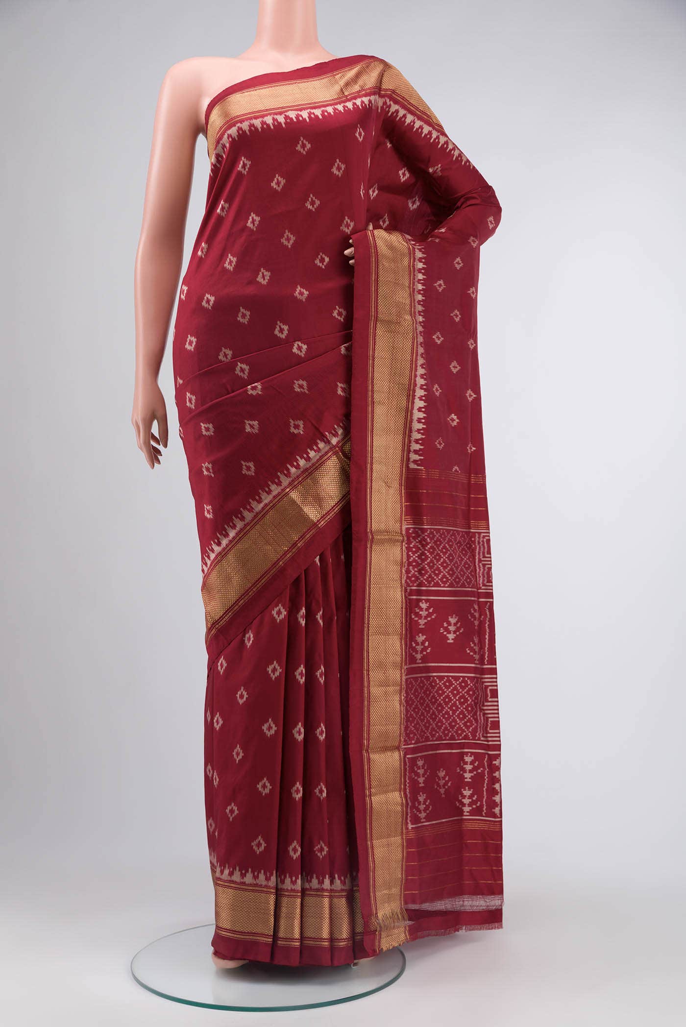 Maroon Pochampally Silk Saree