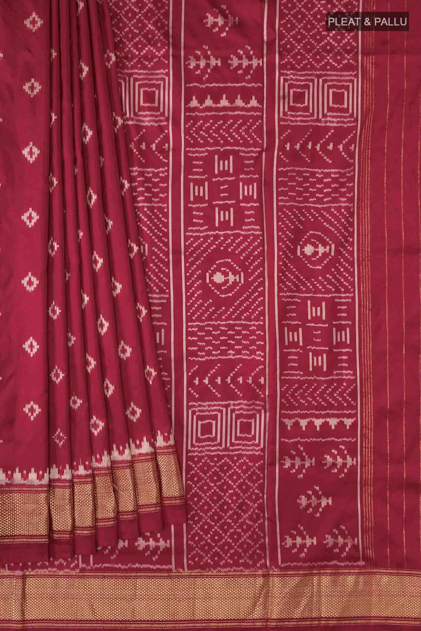Maroon Pochampally Silk Saree